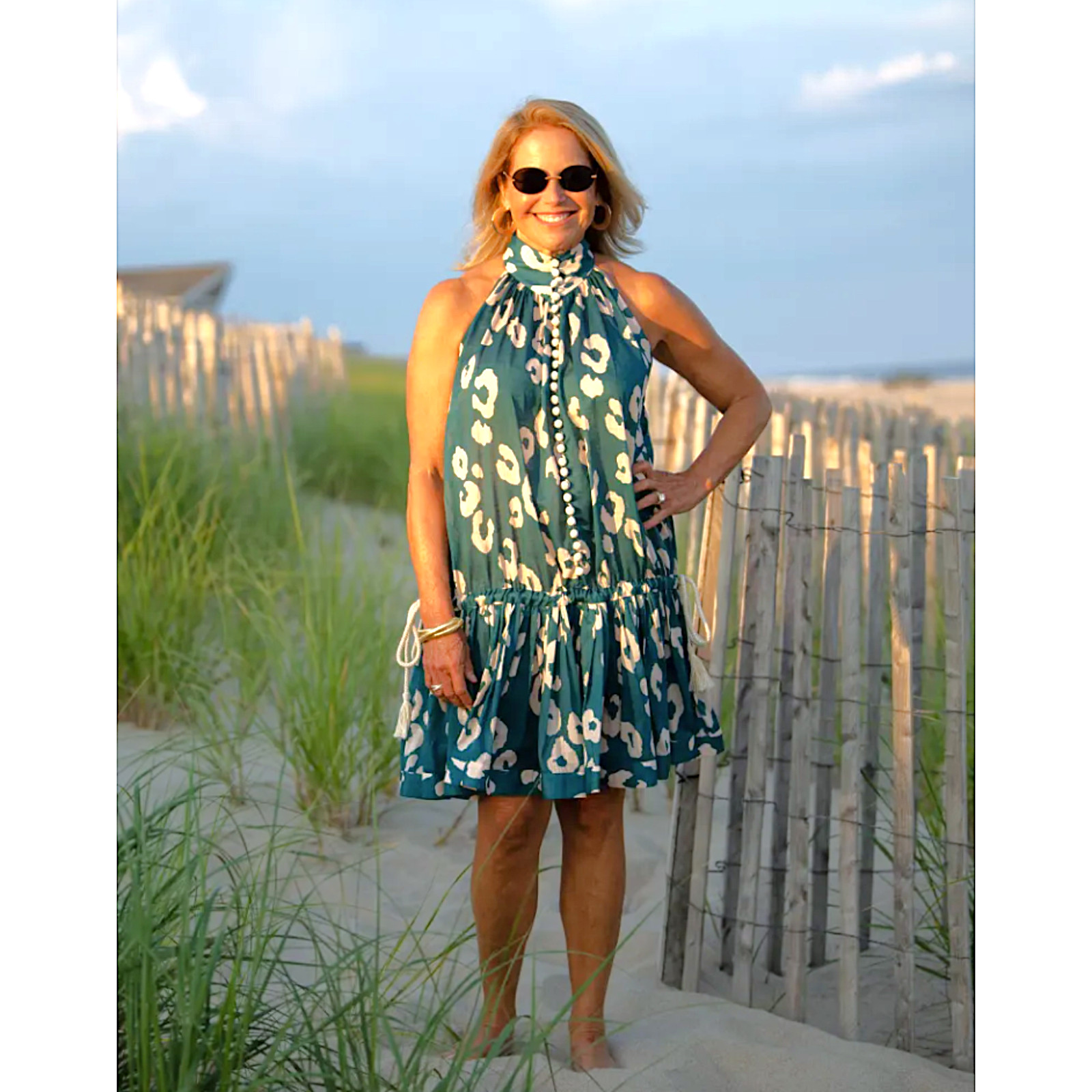 Zimmermann Dress Size 4 / US 12/ UK 16 Shelly Swing Teal Blue Short Belt Resort