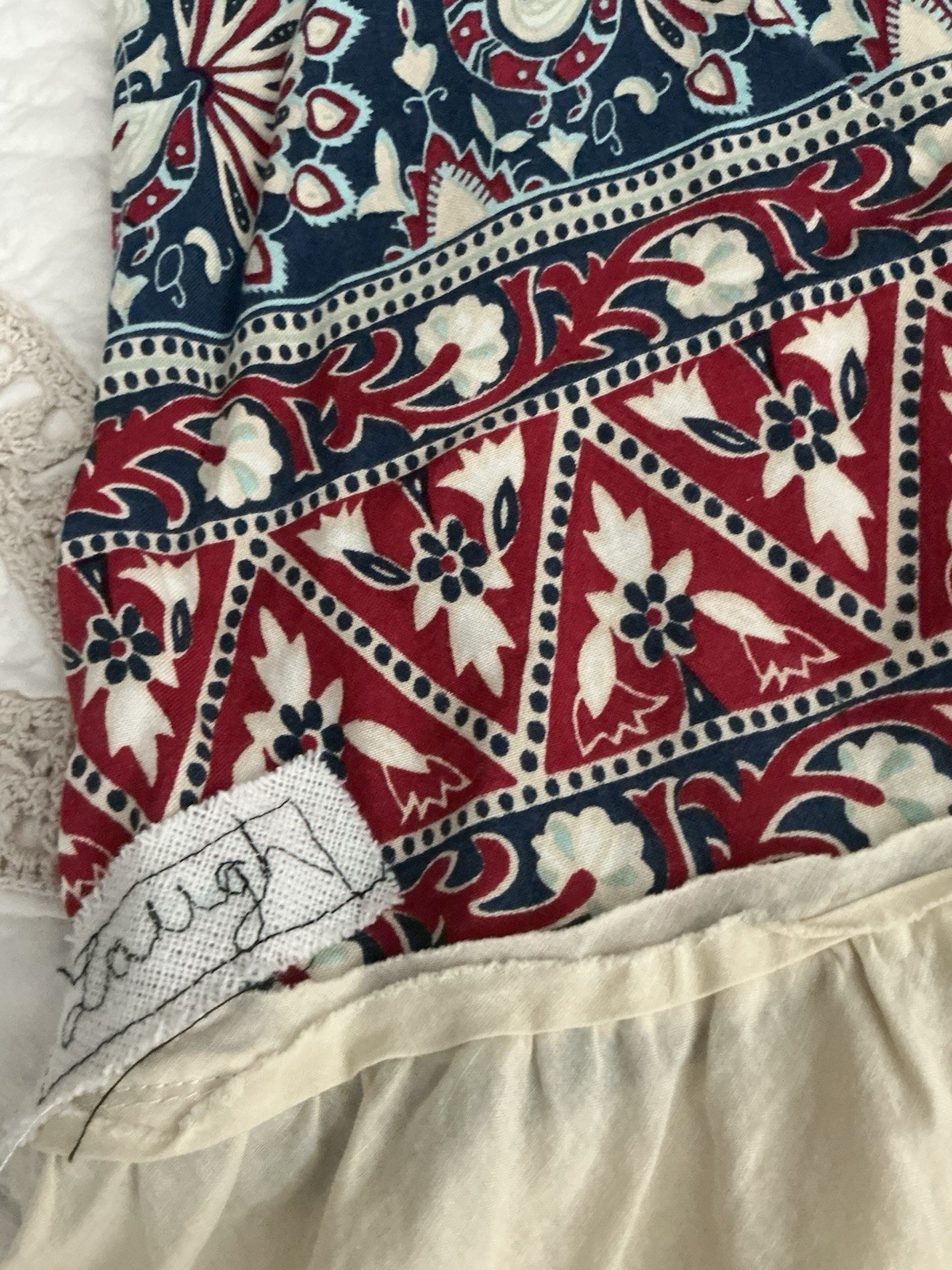 Unbranded Boutique Dress M Patchwork Ruffled Shift Mini Boho Cottagecore NWOT