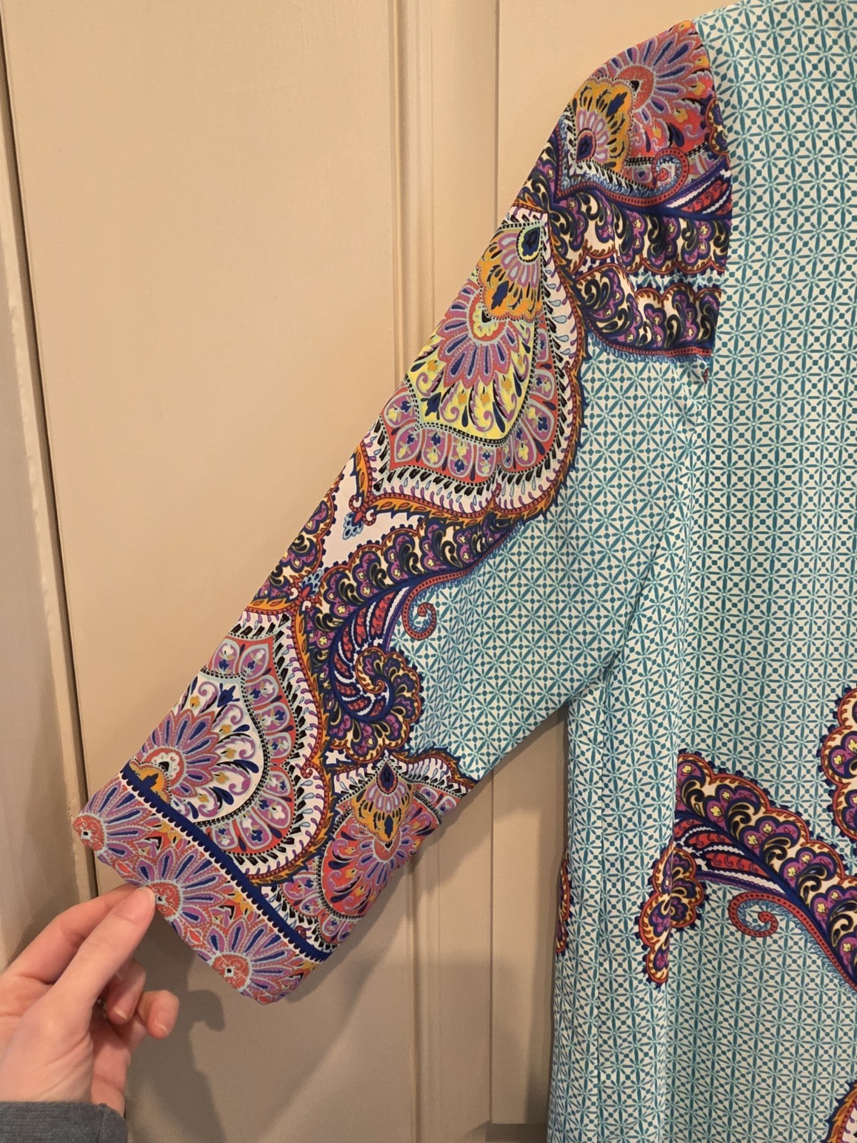 Everly Dress Medium, Spring Summer Floral Paisley Easter Pastels Light Airy