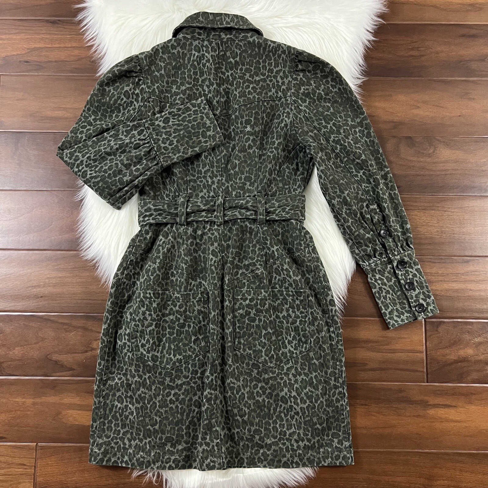 Marissa Webb Size 4 Mera Canvas Leopard Button Up Mini Dress