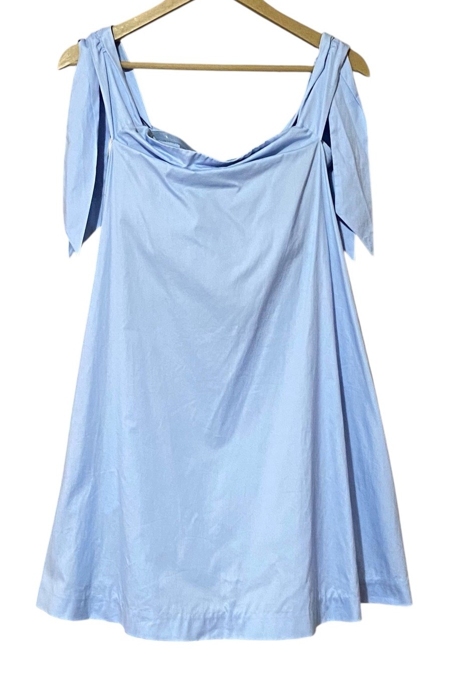 Rebecca Minkoff Mackenzie Dress 10 Blue Off Shoulder Cotton Mini Pockets NWT