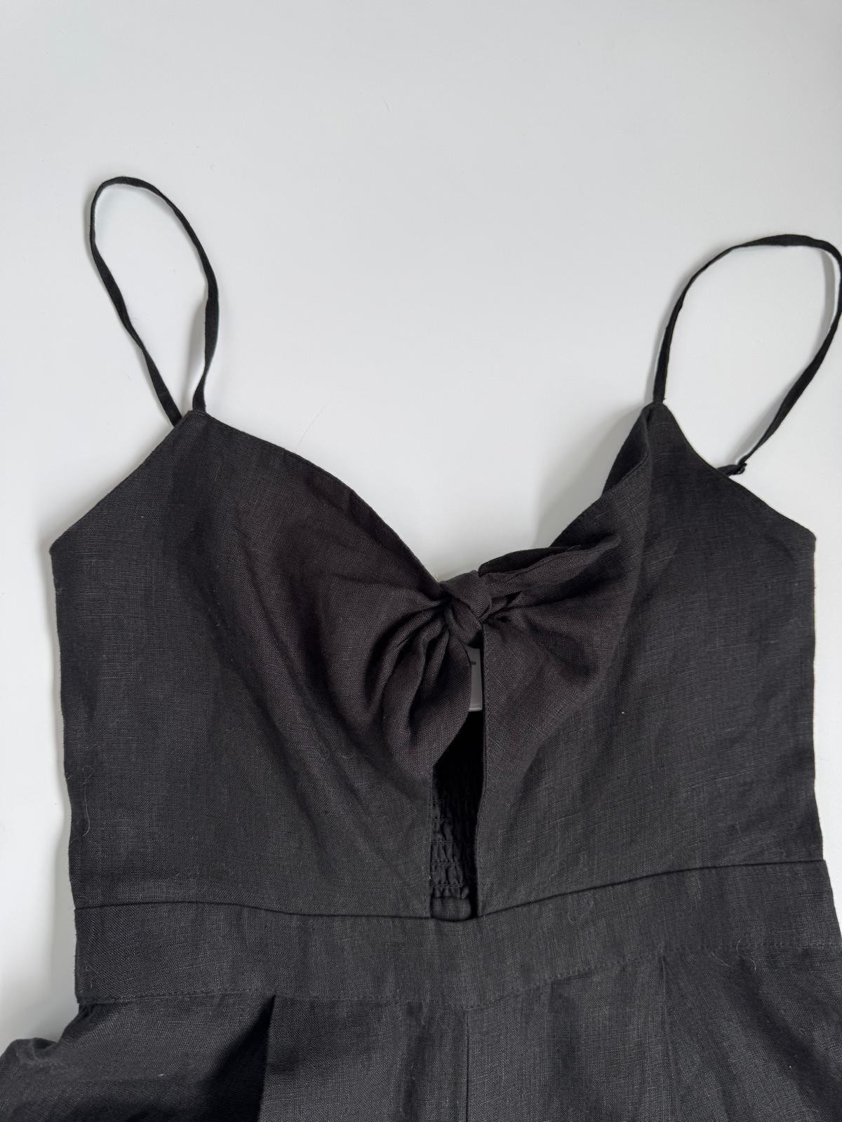 SEAFOLLY Black Linen Cut Out Wide Strappy Jumpsuit With Leg Slits S Small £190