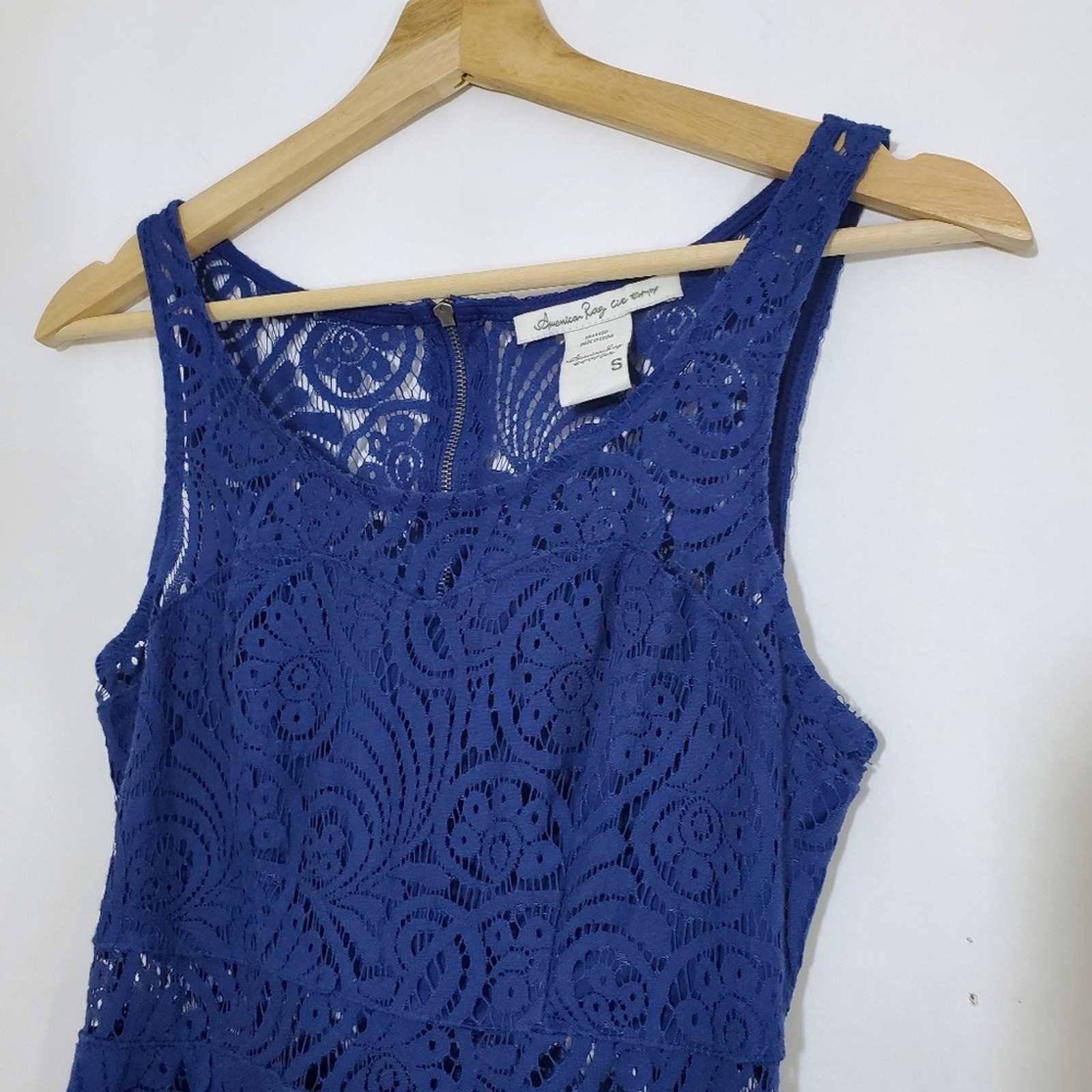 American Rag SMALL Lace Skater Dress with Midsection Cutout Lined Back Zipper