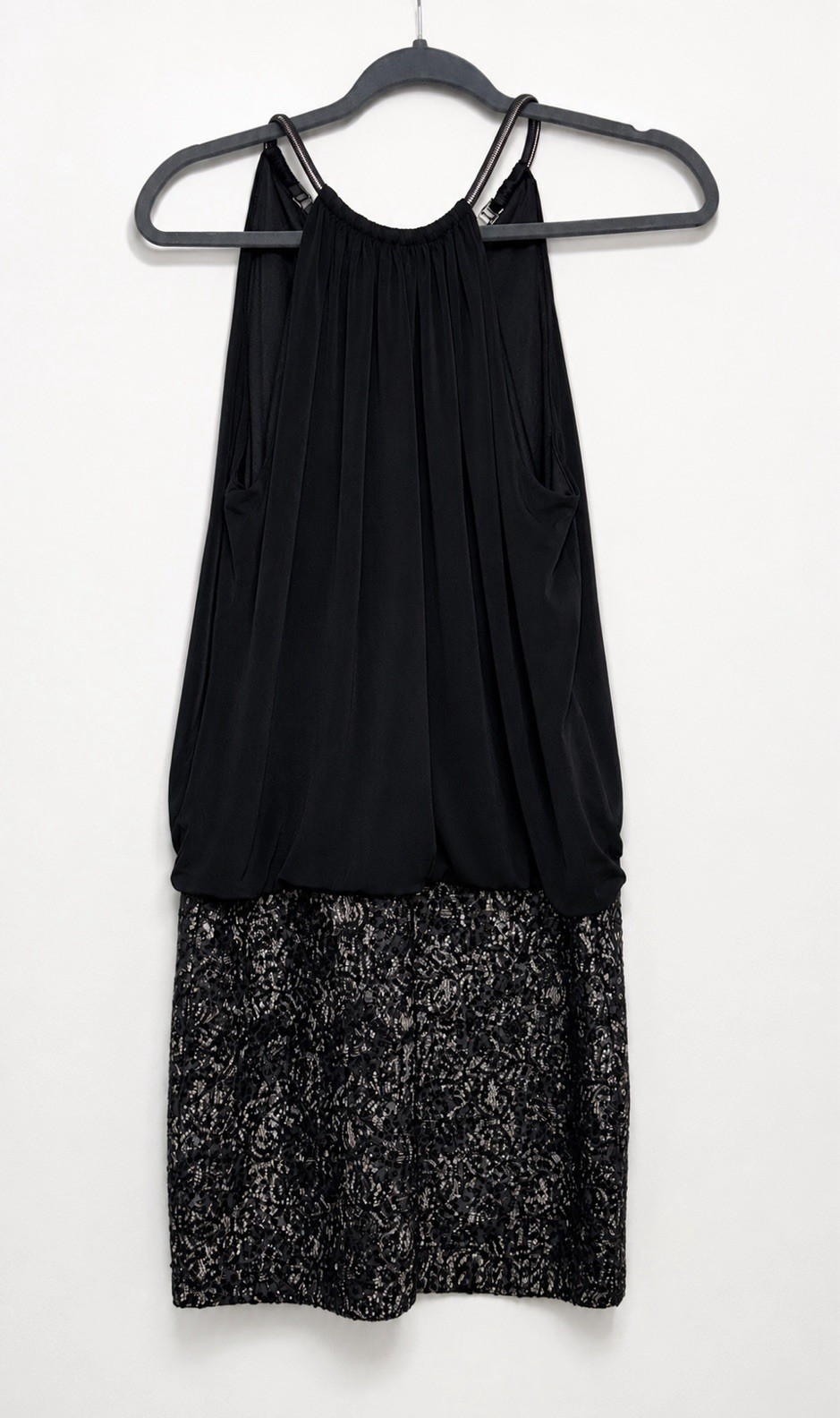 Jessica Simpson Black Sequin Lace Halter Cocktail Dress Size 8