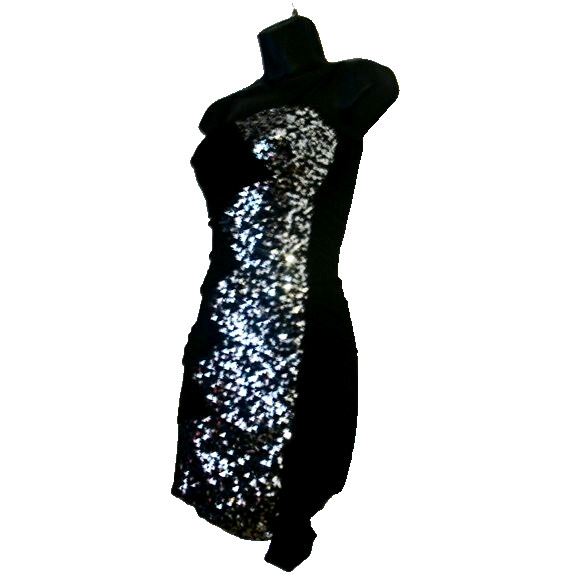 Little Black Dress Sequins by Deb Women’s BodyCon Sheath Sexy Party Clubbing -S