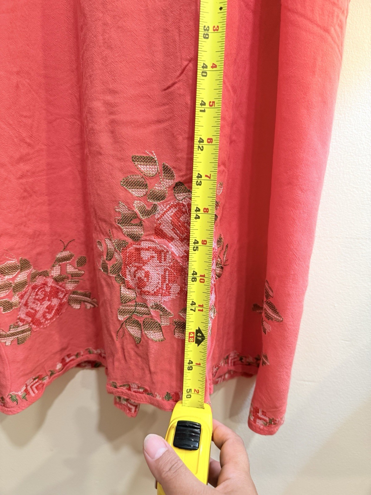 Forever Twenty One Pink Floral Embroidered V-Neck Smocked Maxi Dress Size M