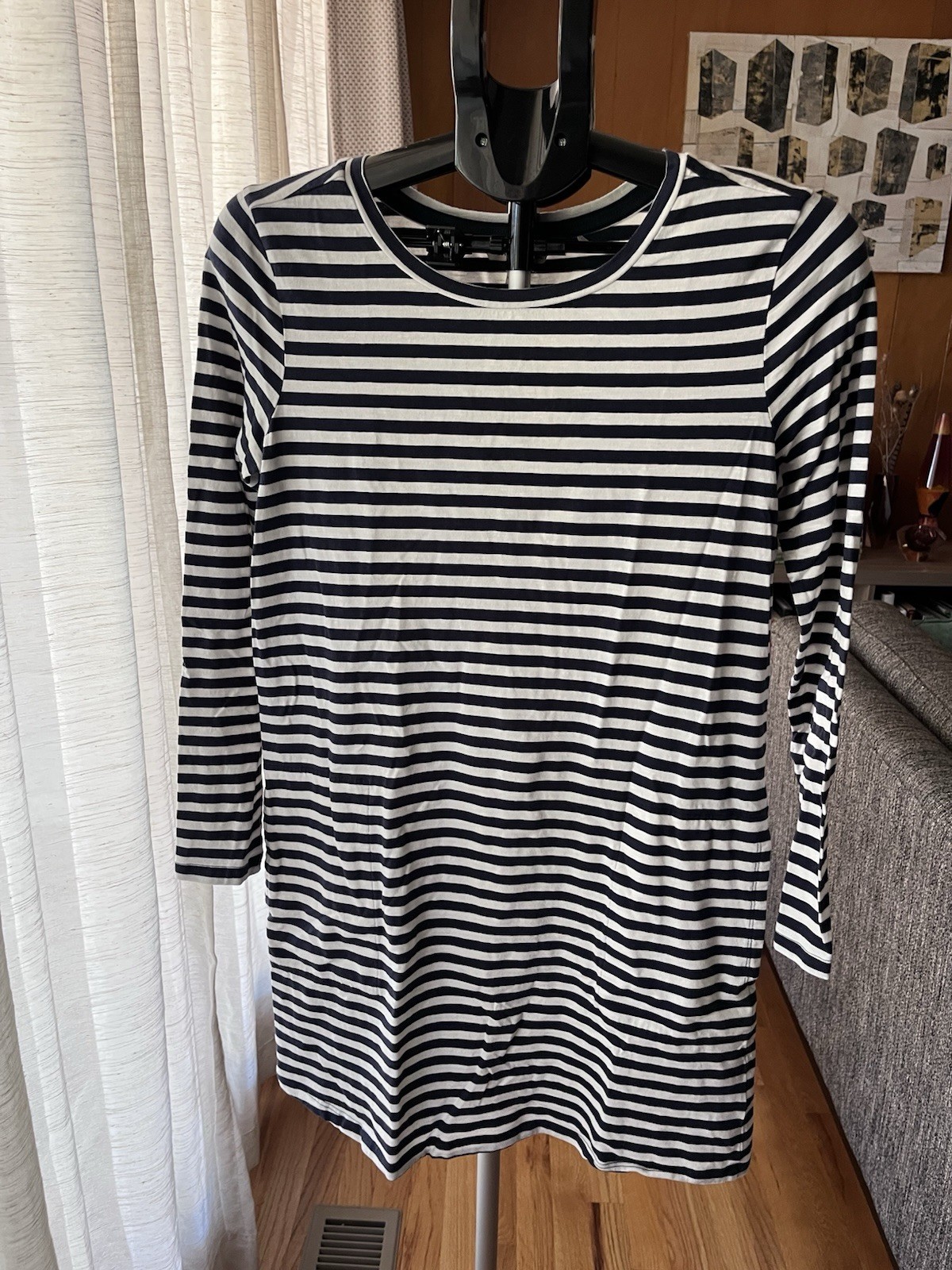 Toad And Co Mini Knit T-Shirt Dress Striped Women Small Organic Cotton Blend