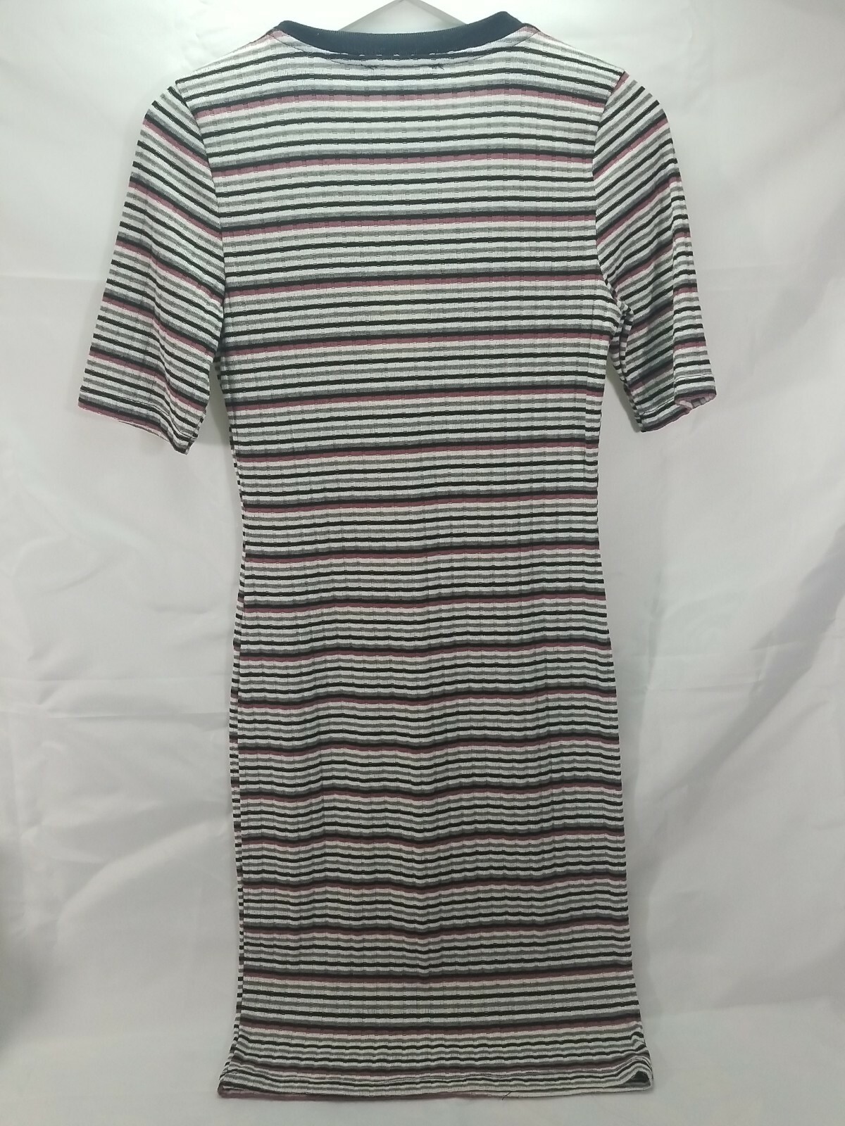 Iris Basic Womens Pencil Dress Pink Black White Striped Size M Comfortable