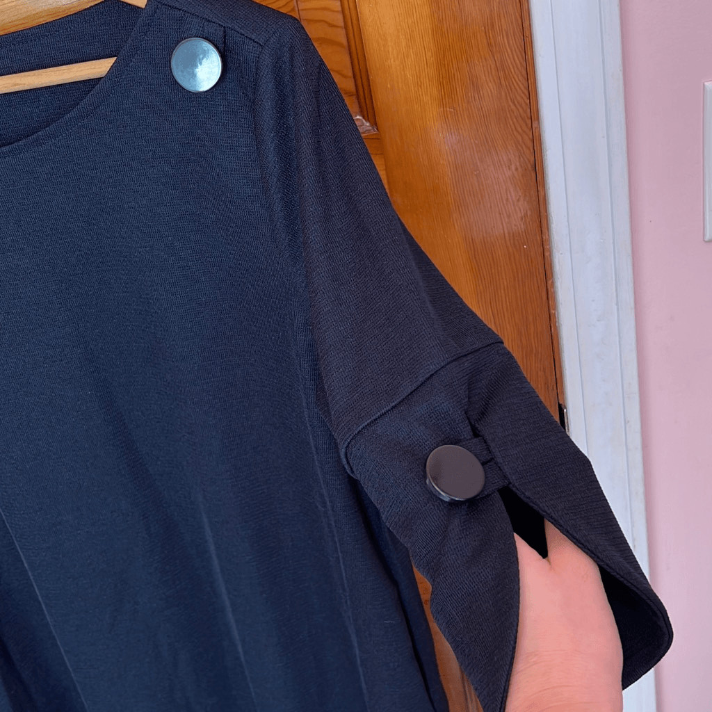 Deep Navy Scoop Neck Button Accent Tunic Dress Medium