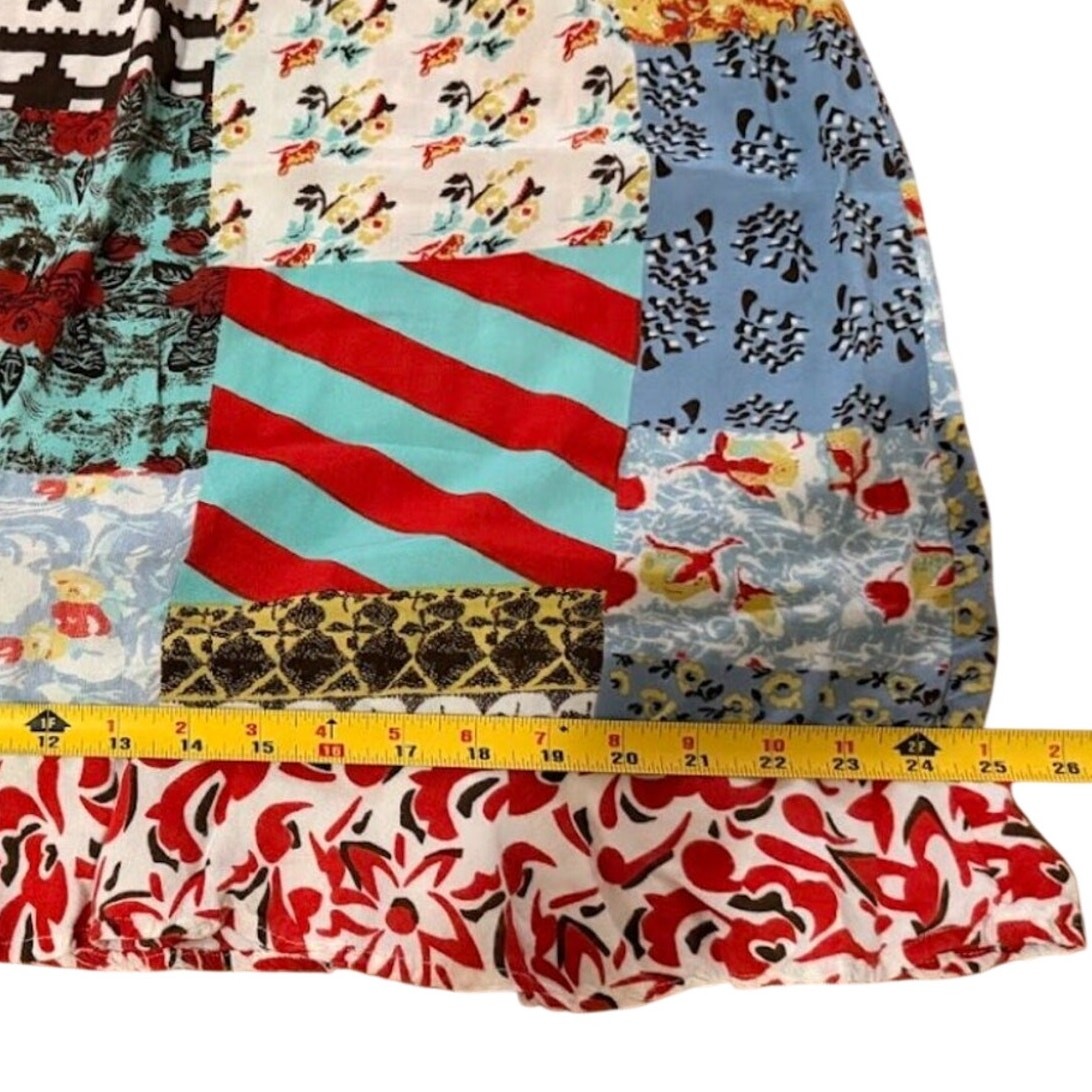 American Rag Patchwork Boho Swing Dress Sleeveless Ruffle Hem Small