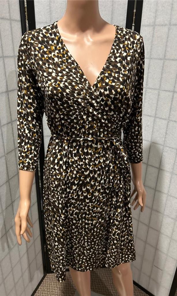 Women’s Attention XS Brown Spotted Stretch Wrap Dress