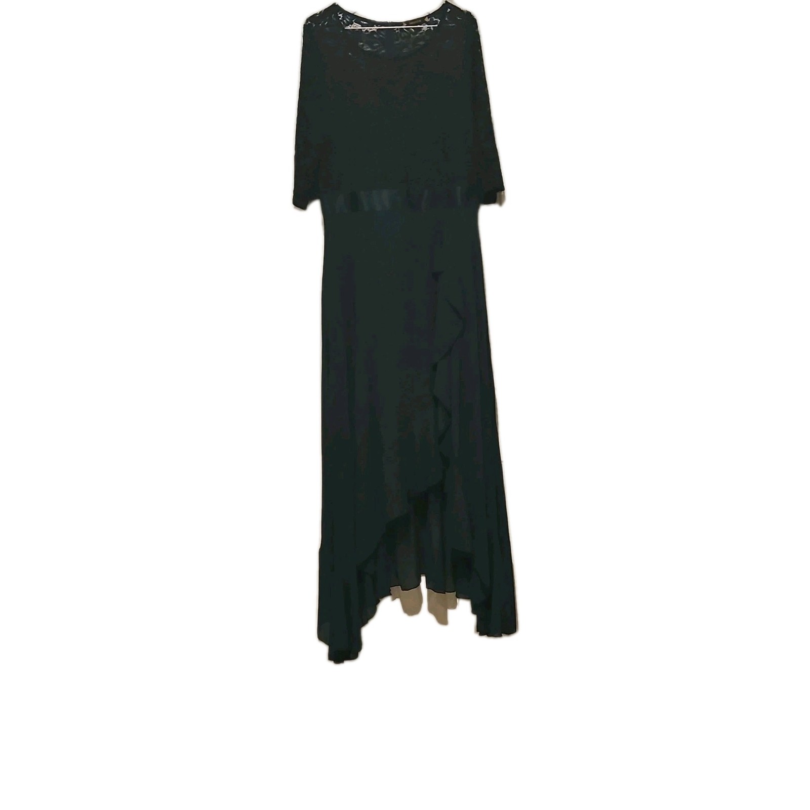 Miusol Women’s XL Lace Maxi Dress Dark Green 3/4 Sleeve Boat Neck Formal