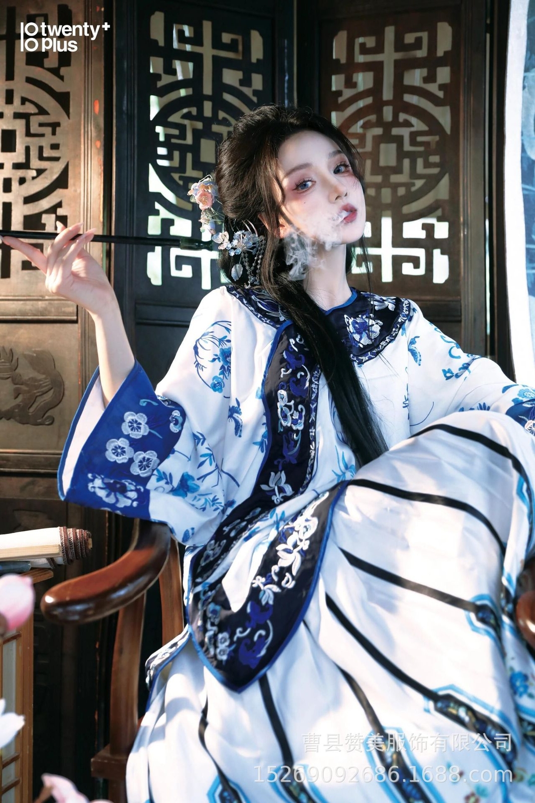 2Pc Set Women Retro Chinese Qing Dynasty Costumes Dress Embroidery Hanfu Dress