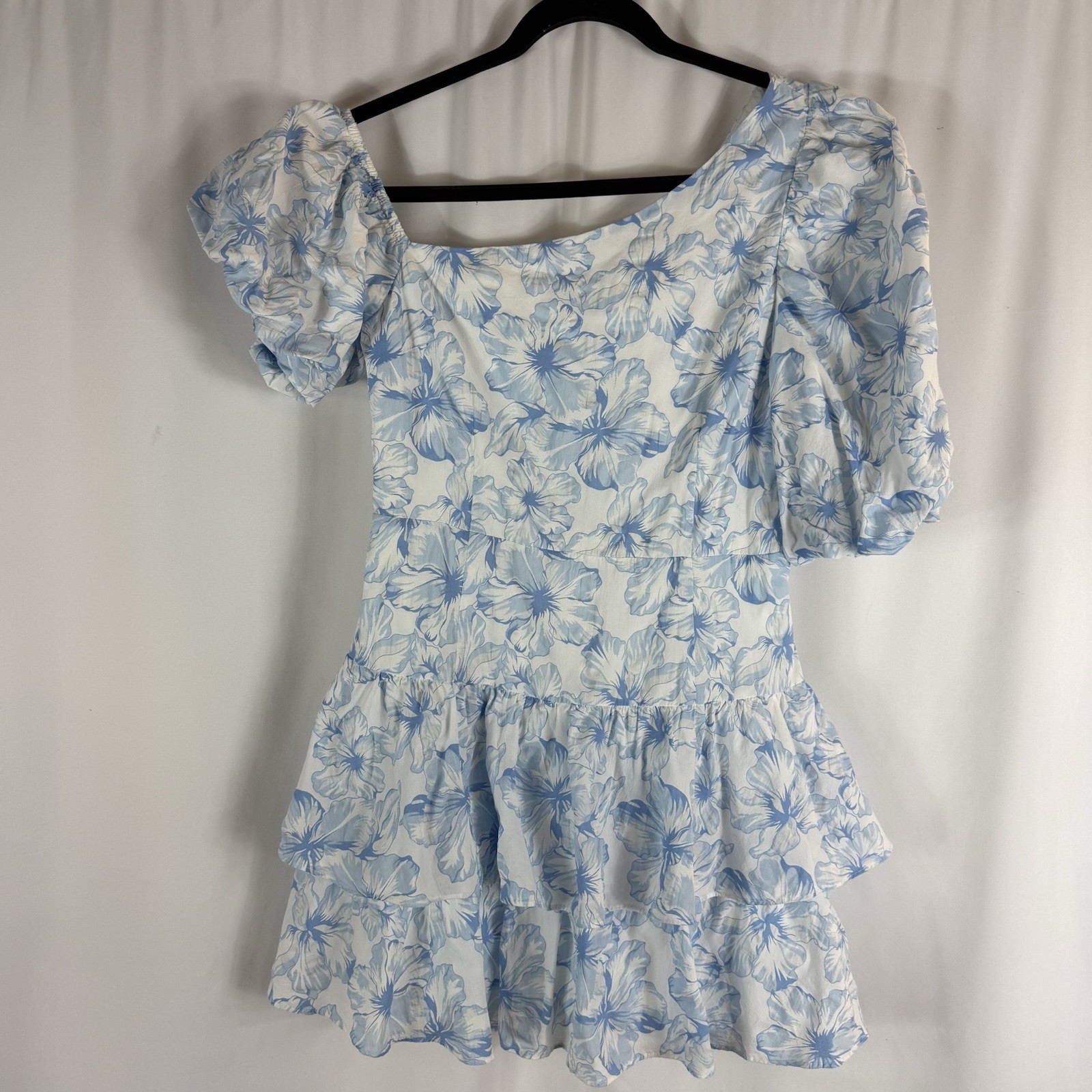 HELLO MOLLY LADYLIKE ETIQUETTE MINI DRESS floral white, light blue Size: M
