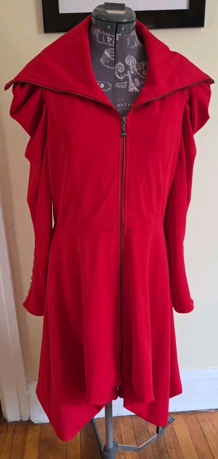 Samuel Dong Small Coat Dress Red High Low