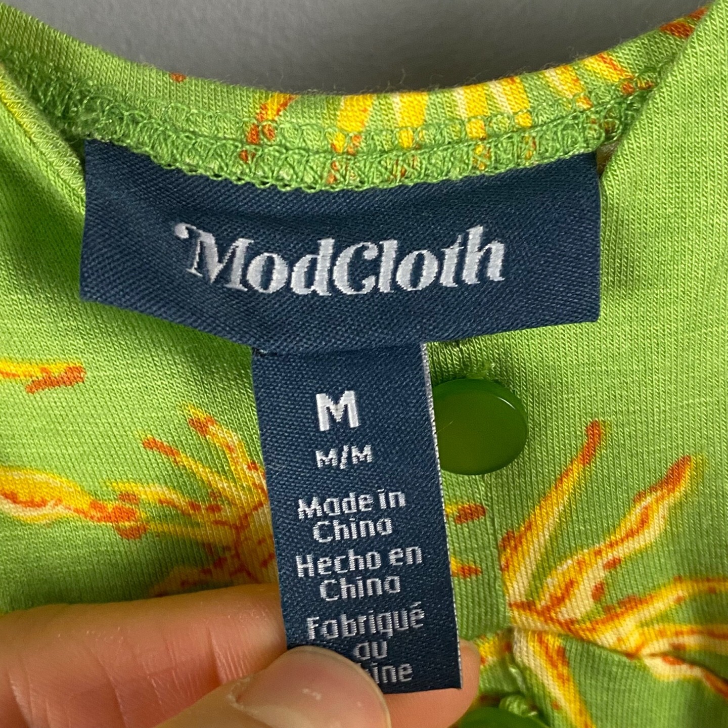 ModCloth Seaside Vacay Slip Dress Size Medium Lime Green Suns Midi Sleeveless