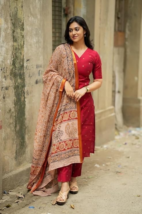 Kurta Set with Dupatta Women Viscose Printed 3 Piece