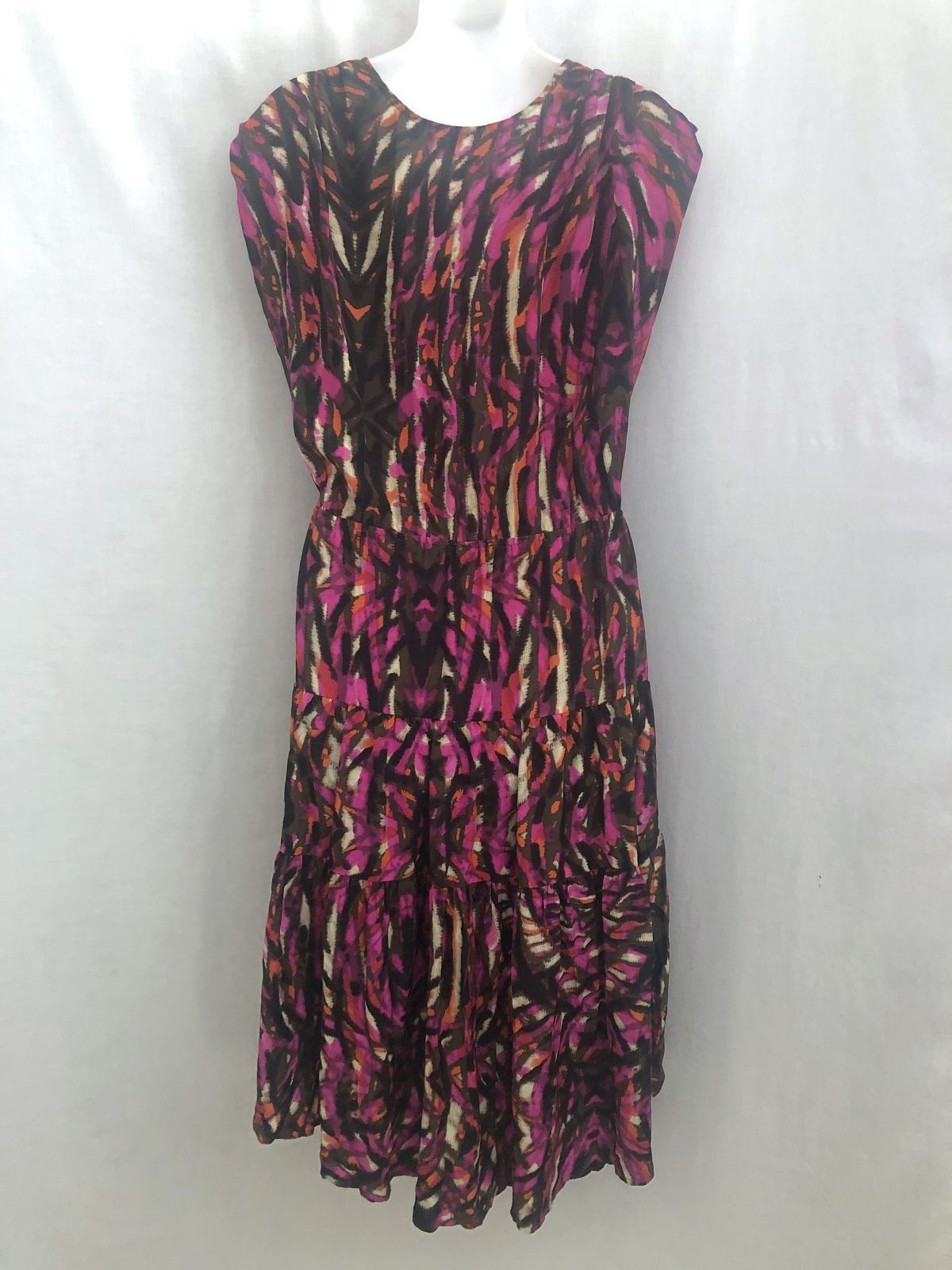 Presley Skye Silk Tiered High-Low Hem Dress Size Medium