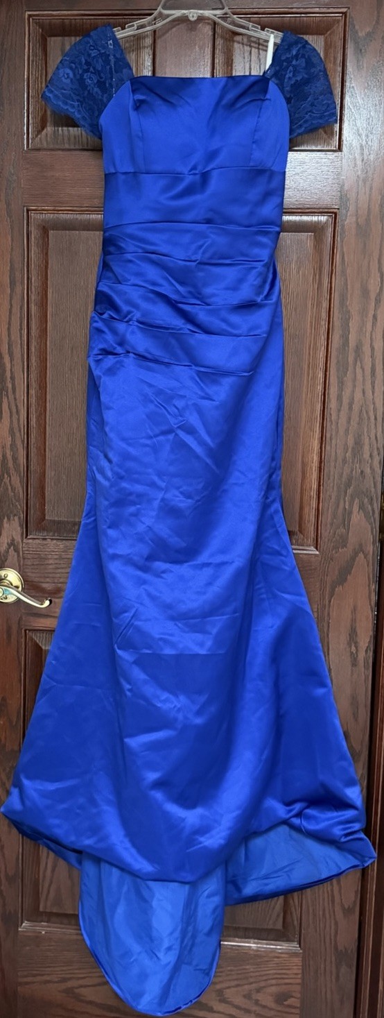 Ryanth Royal Blue Satin Mermaid Elegant Size 2 XS Formal Evening Gown Corset NWT
