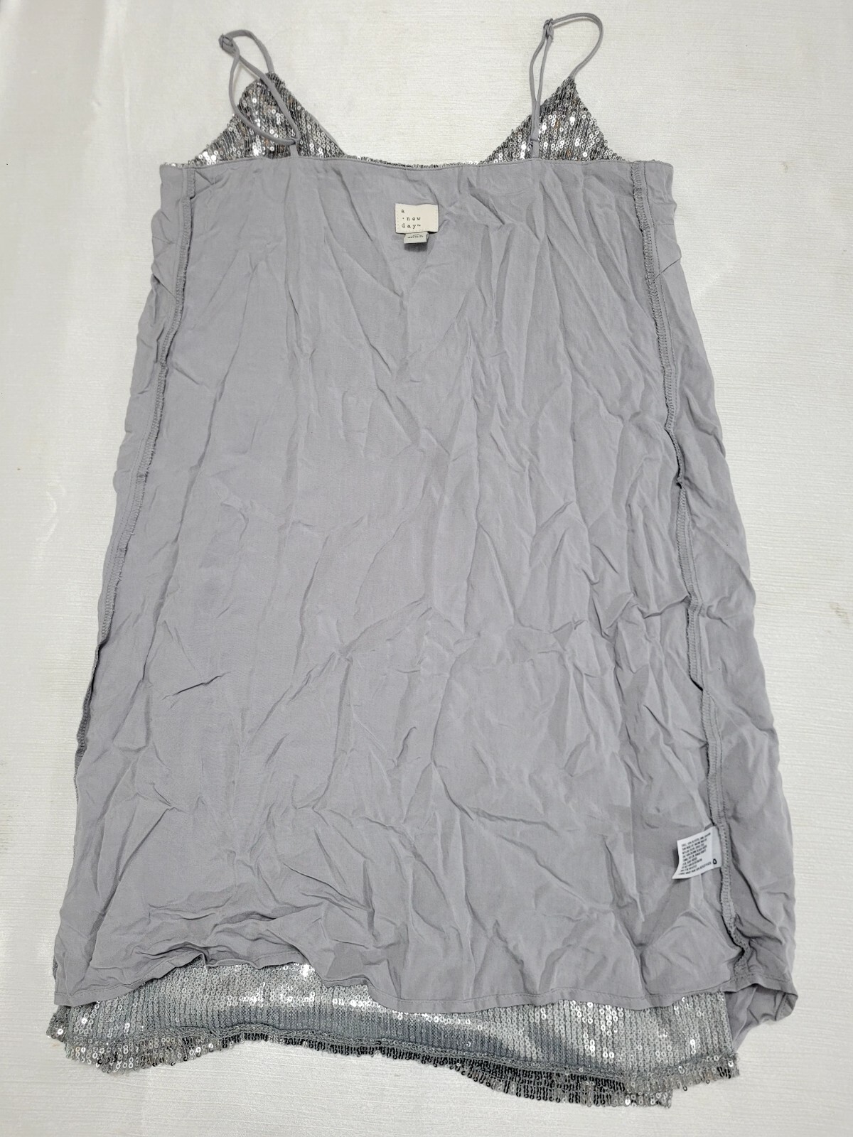 Women’s XS Silver Sequin V-Neck Spaghetti Strap Dress by A New Day
