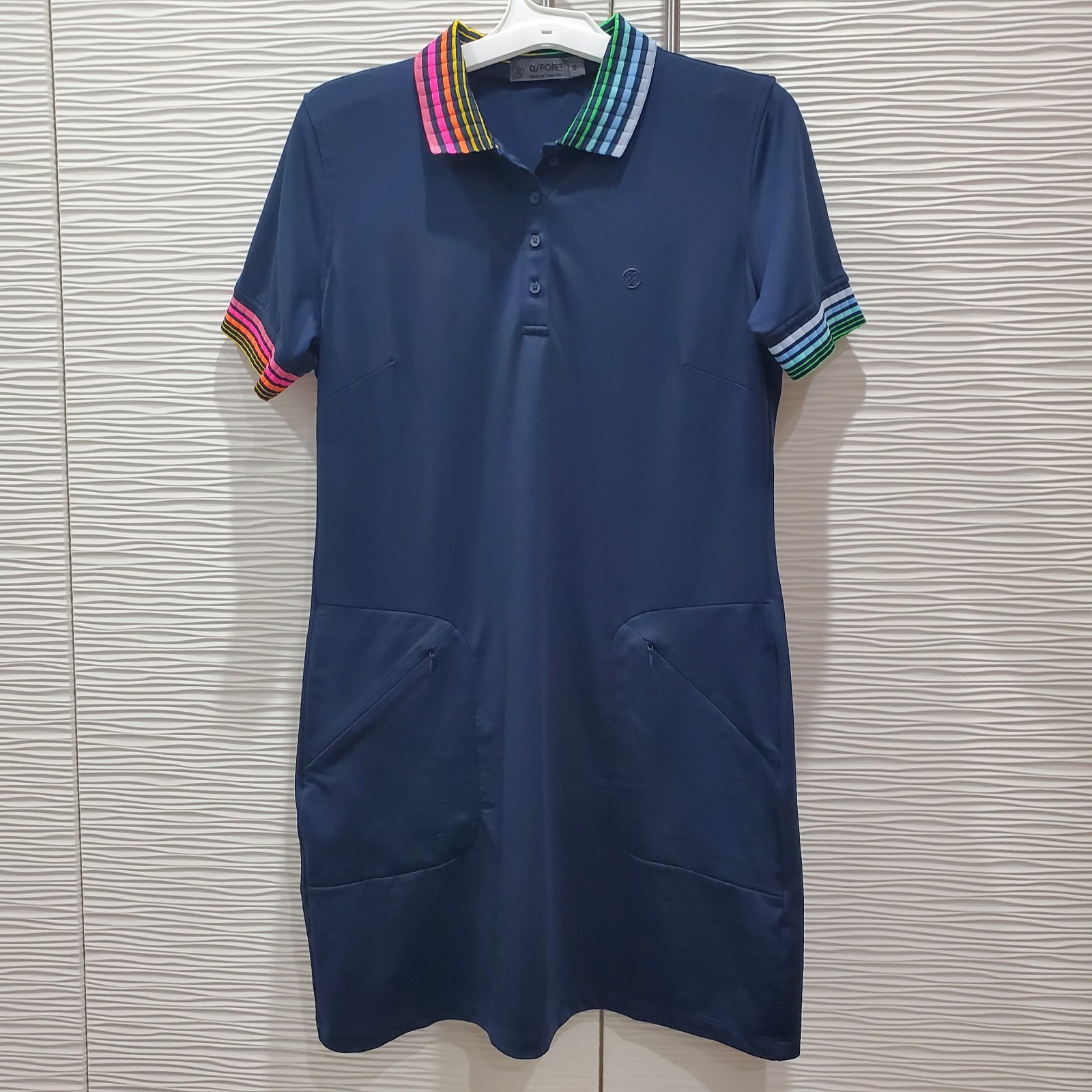 G/Fore Golf/Tennis Twilight Tech Pique Contrast Trim Polo Dress Sz S
