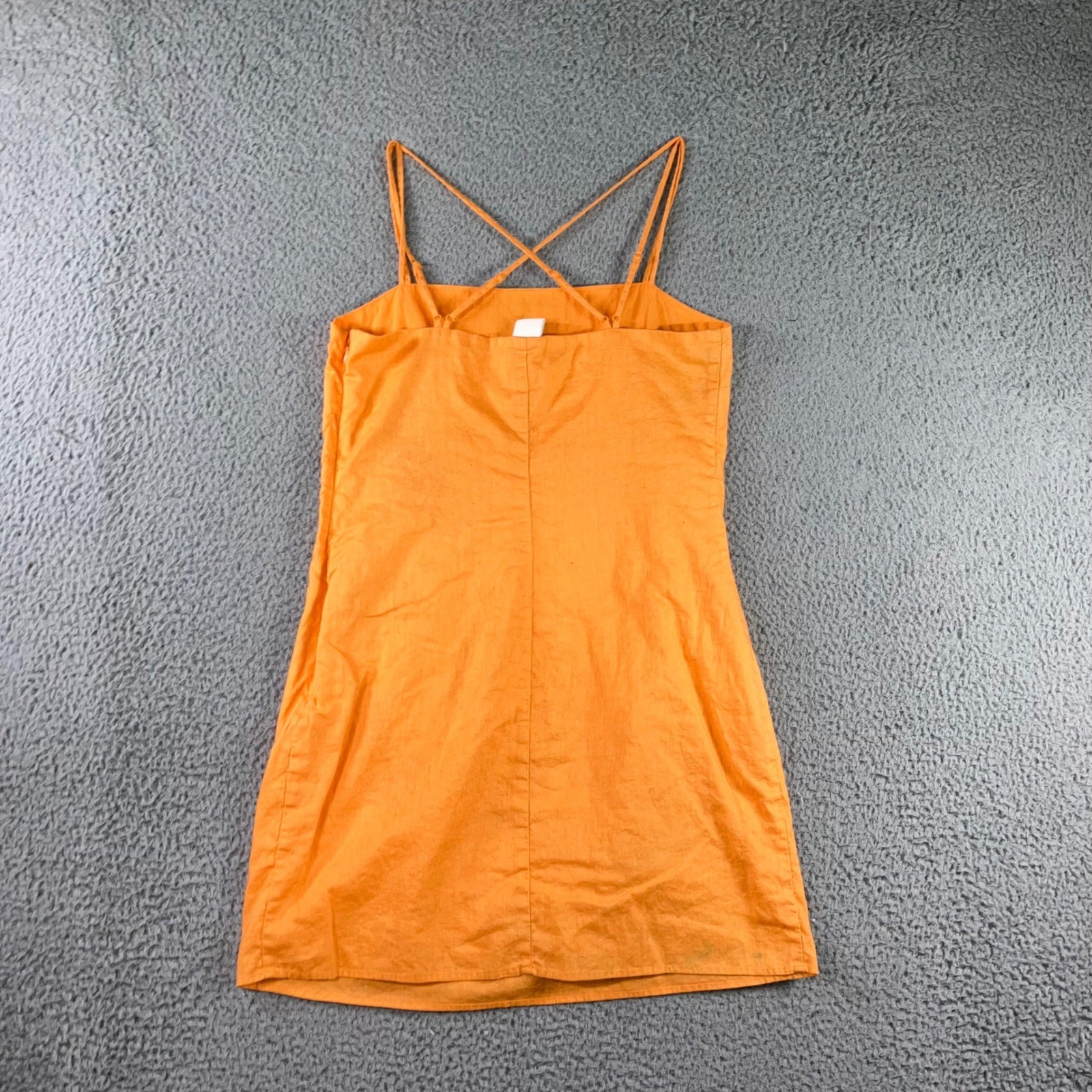 Chic Mini Dress 8 Orange Linen Cotton Lightweight Lined Vibrant Boho Festival