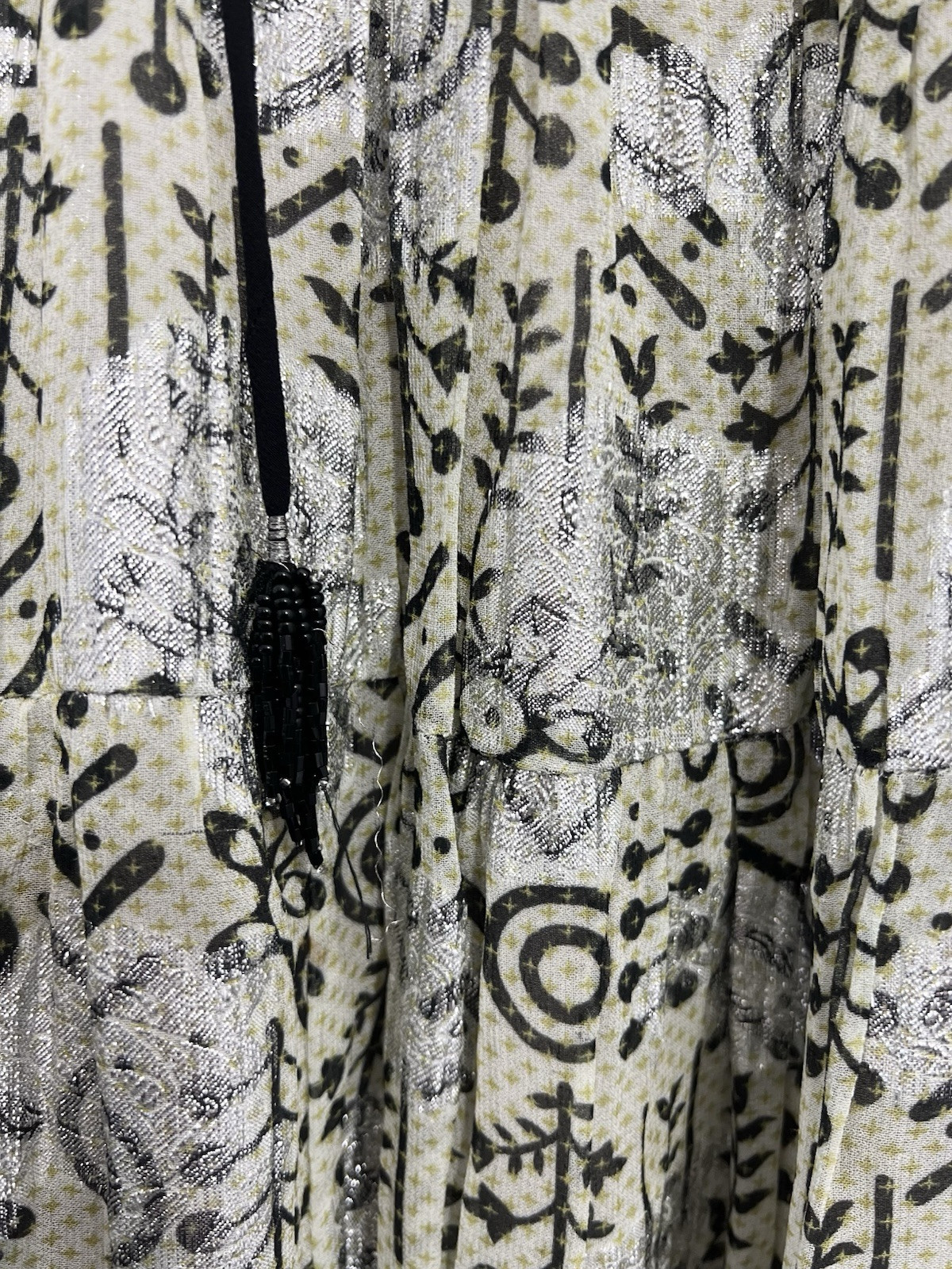 Zara A Line Boho Mini Dress Size XS Relaxed Oversized Fit Green Metallic Silver