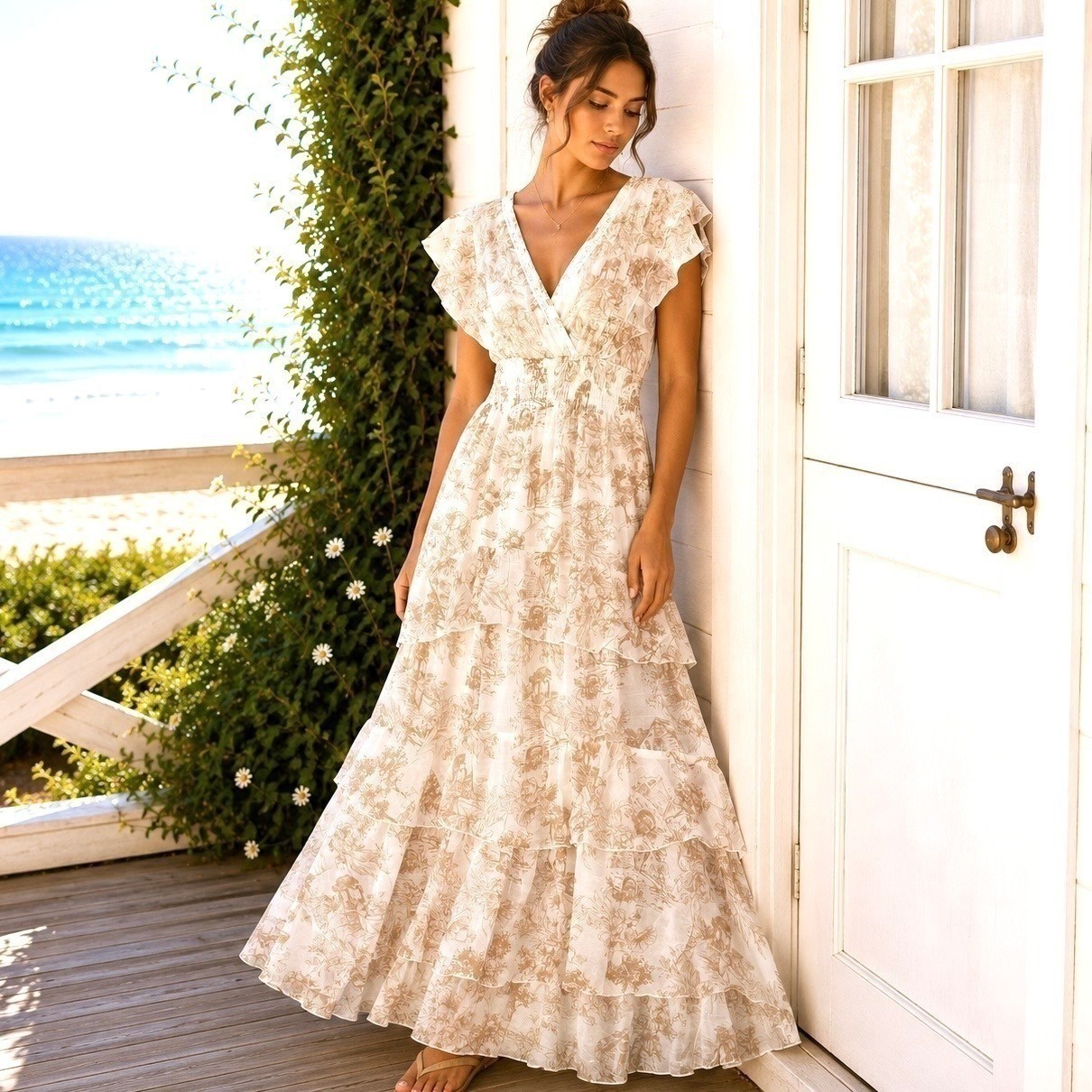 Anthropologie J Gee XL Maxi Dress Cottagecore Romantic Coquette Feminine Beach
