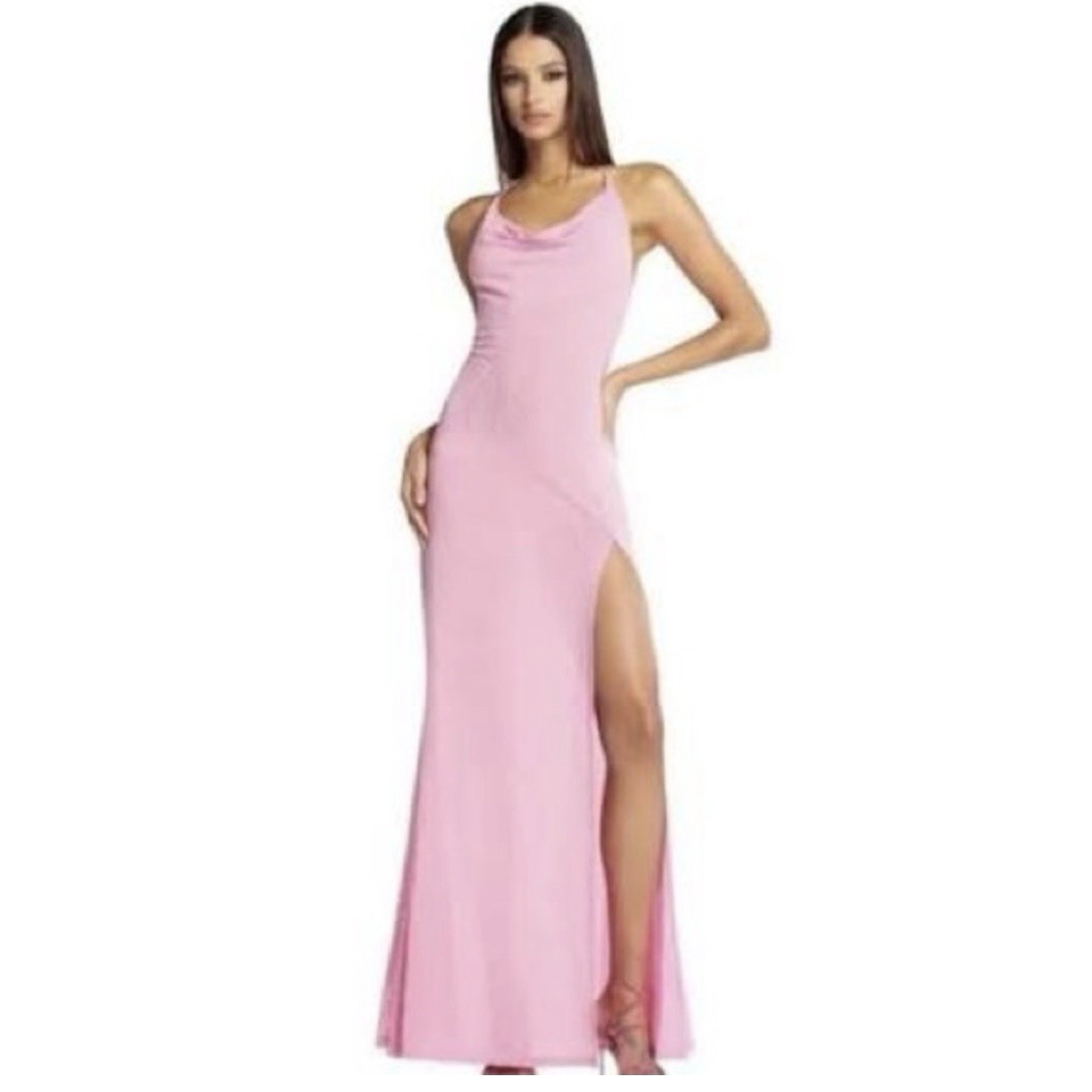 NWT I.AM.GIA Naphtalia Burnout Mesh Slit Pink Maxi Dress Cocktail Small