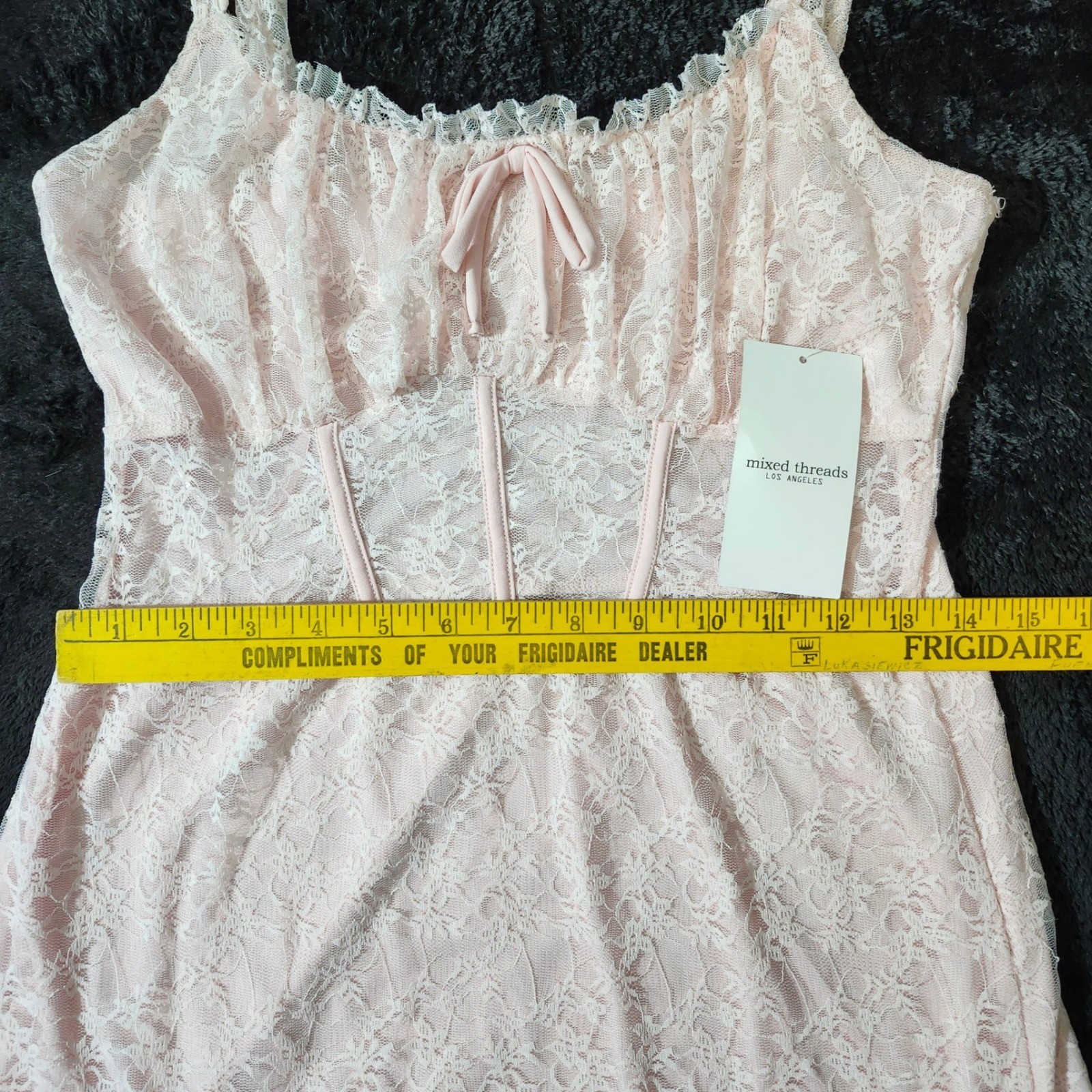 Mixed Threads LA Pink Lace Tiered Ruffle Mini Dress Corset Style IR1205-HU03 L