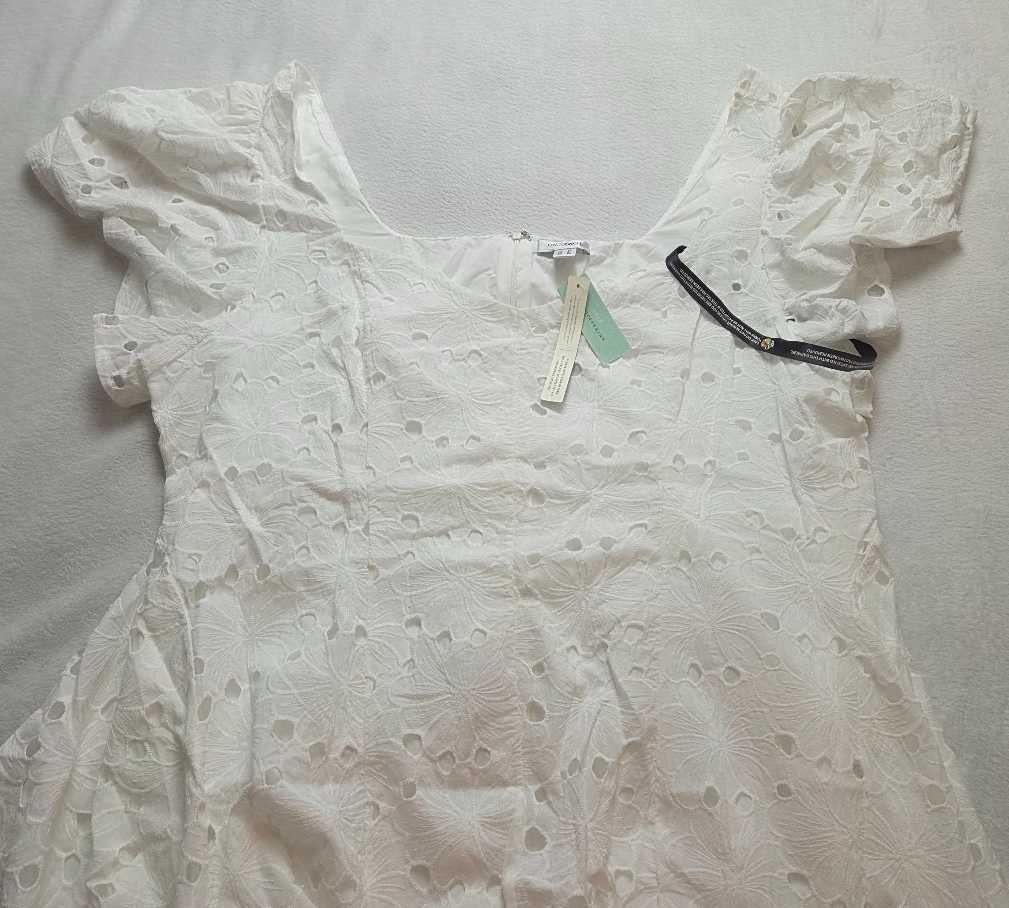 New Plus 3X Extro&Vert from Anthropologie Ada flutter-sleeve Broderie midi dress