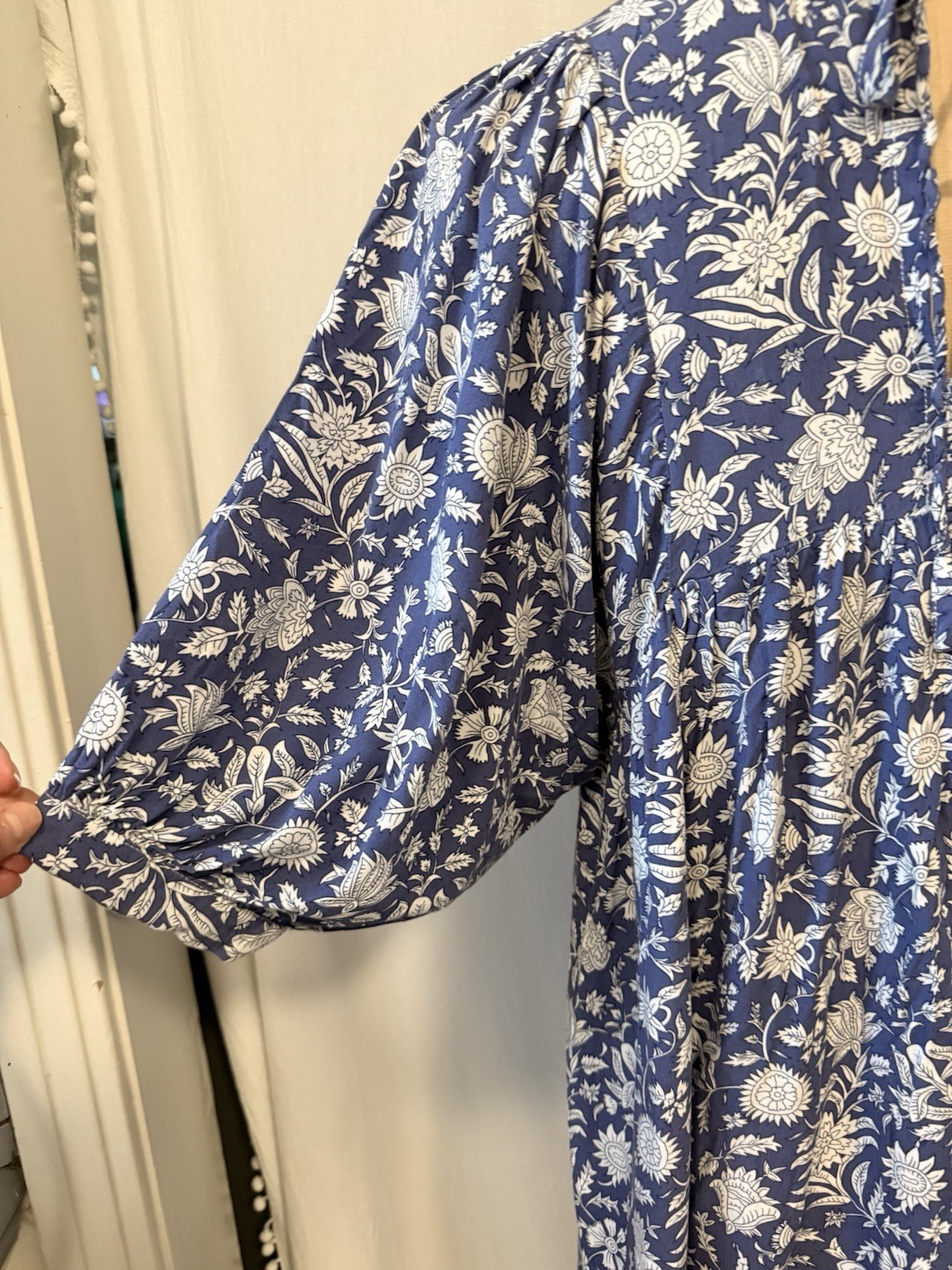 Cupshe, Boho Baby Doll Dress, Cornflower Blue Print, sz S