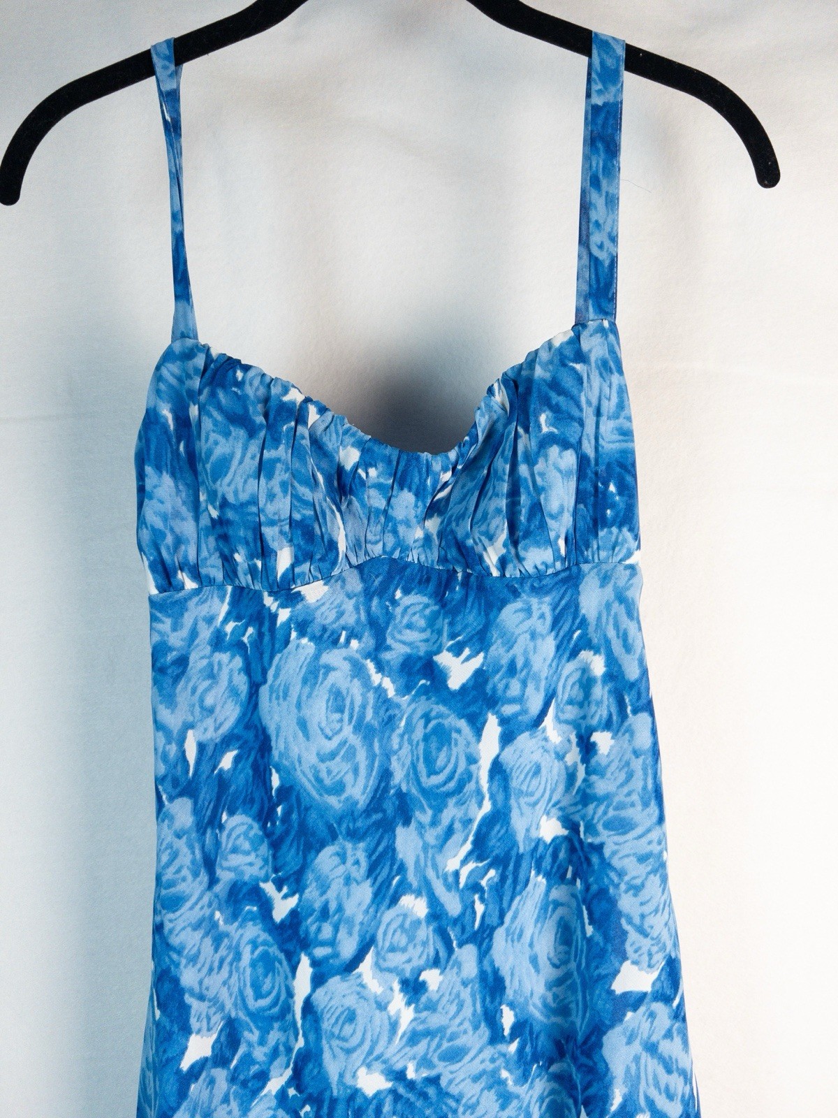 Billy J Blue Floral Maxi Dress Lined Adjustable Straps Cutout Back Size 12