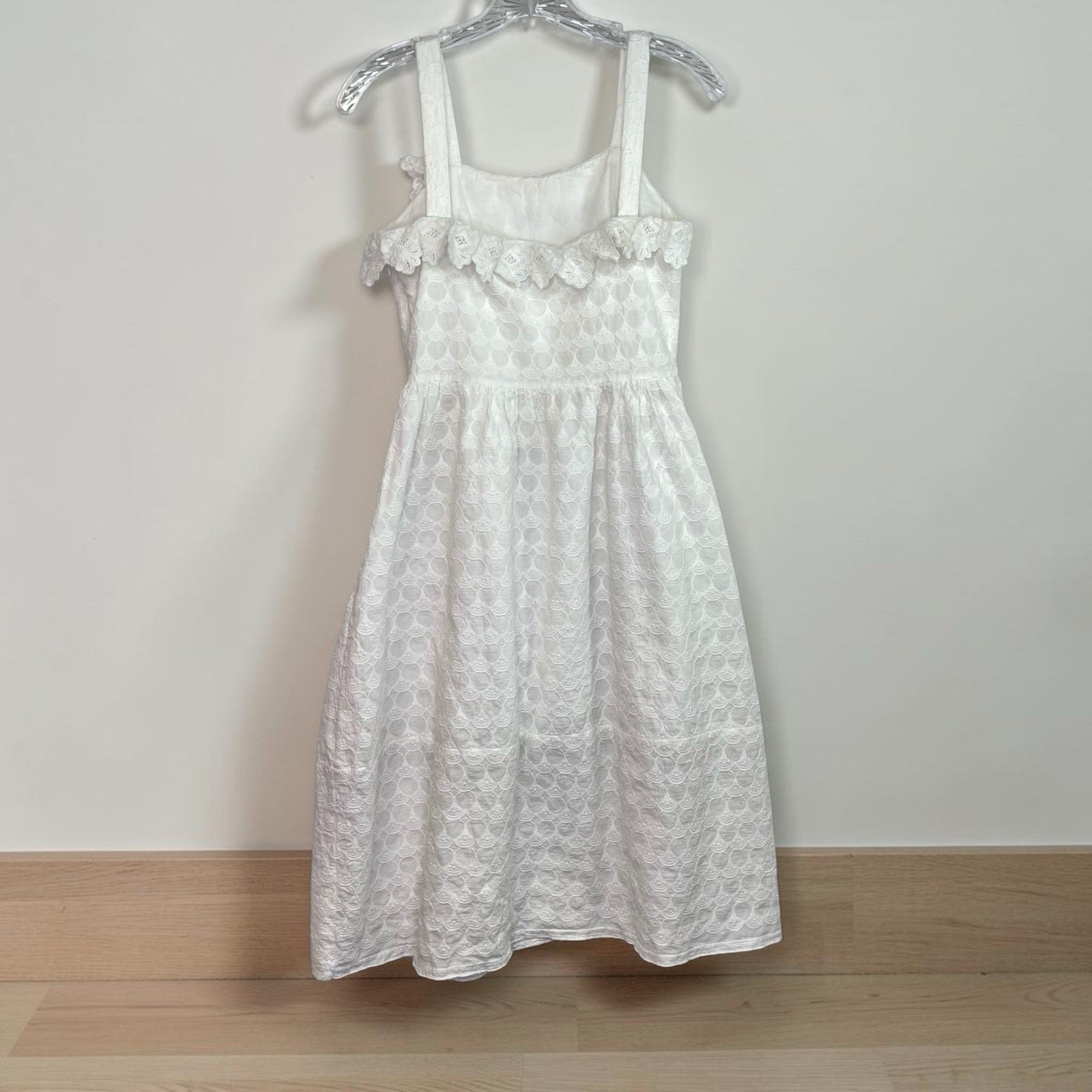 Midi Sundress Crochet Size S White Embroidered Romantic Cottagecore Shabby Chic