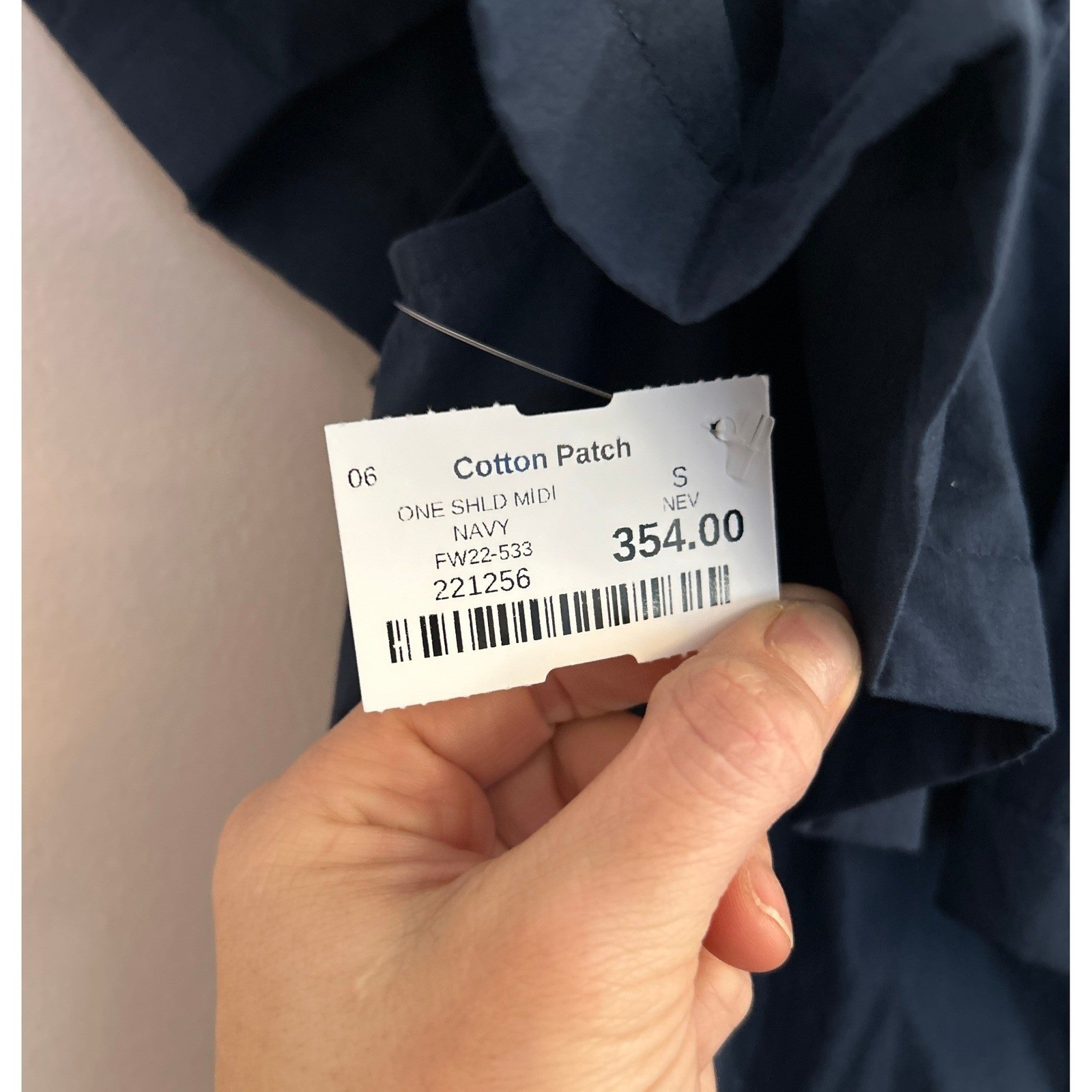 Never a Wallflower Cotton One Shoulder Navy Ruffle Midi Dress Small NWT
