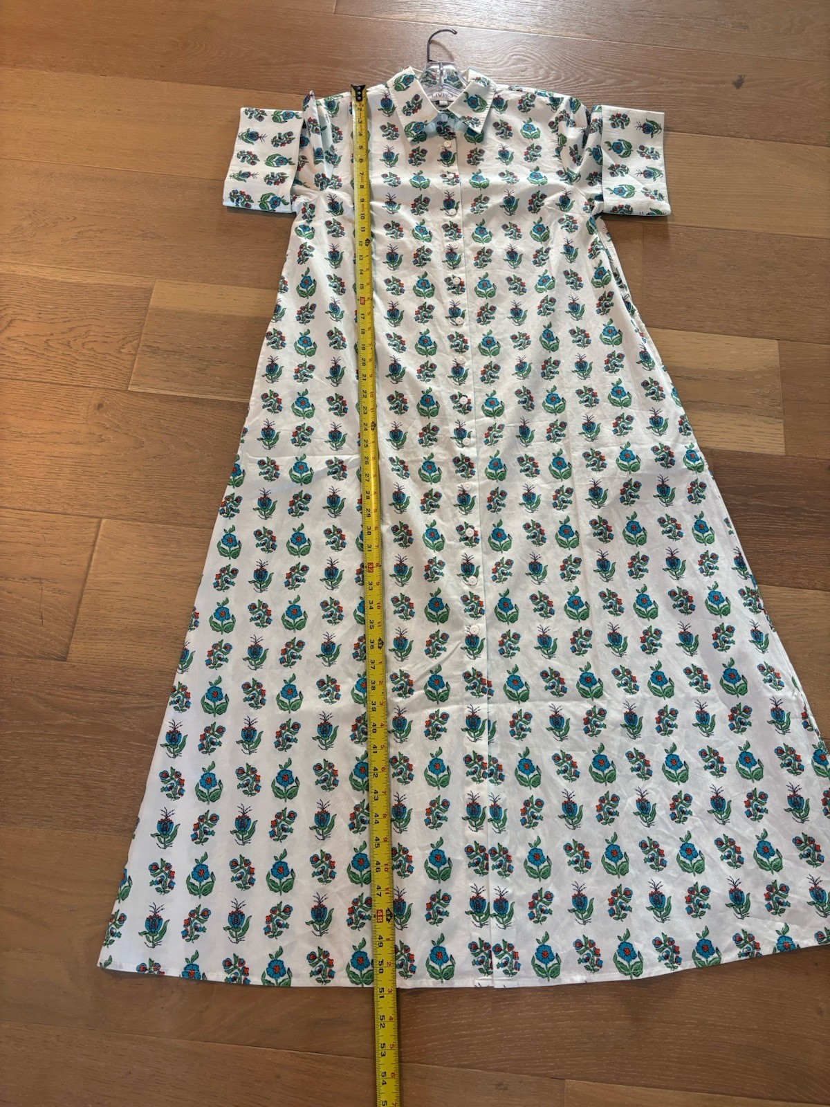 LIVRO Gibbons Dress Small Beach Sprigs NWT Maxi Shirt Dress Pockets Button
