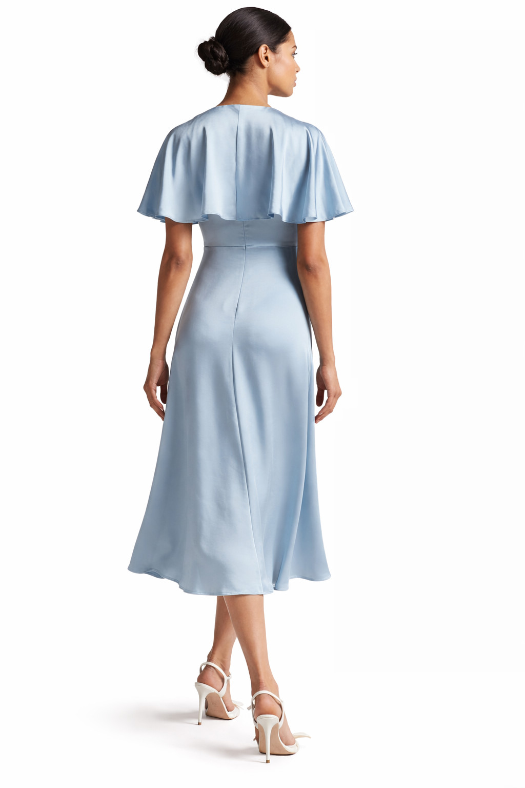 TED BAKER DRESS EMMIE Satin PALE BLUE midi prom formal 6 8 10 12 14 NEW flare