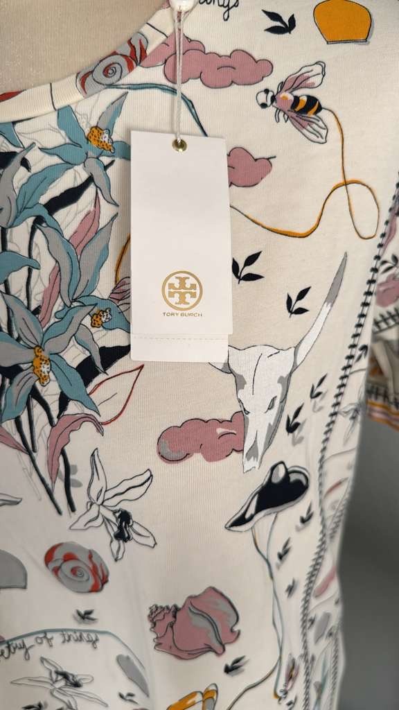 NEW TORY BURCH T-shirt dress short Sleeve Poetry of things Sizes M L NWT