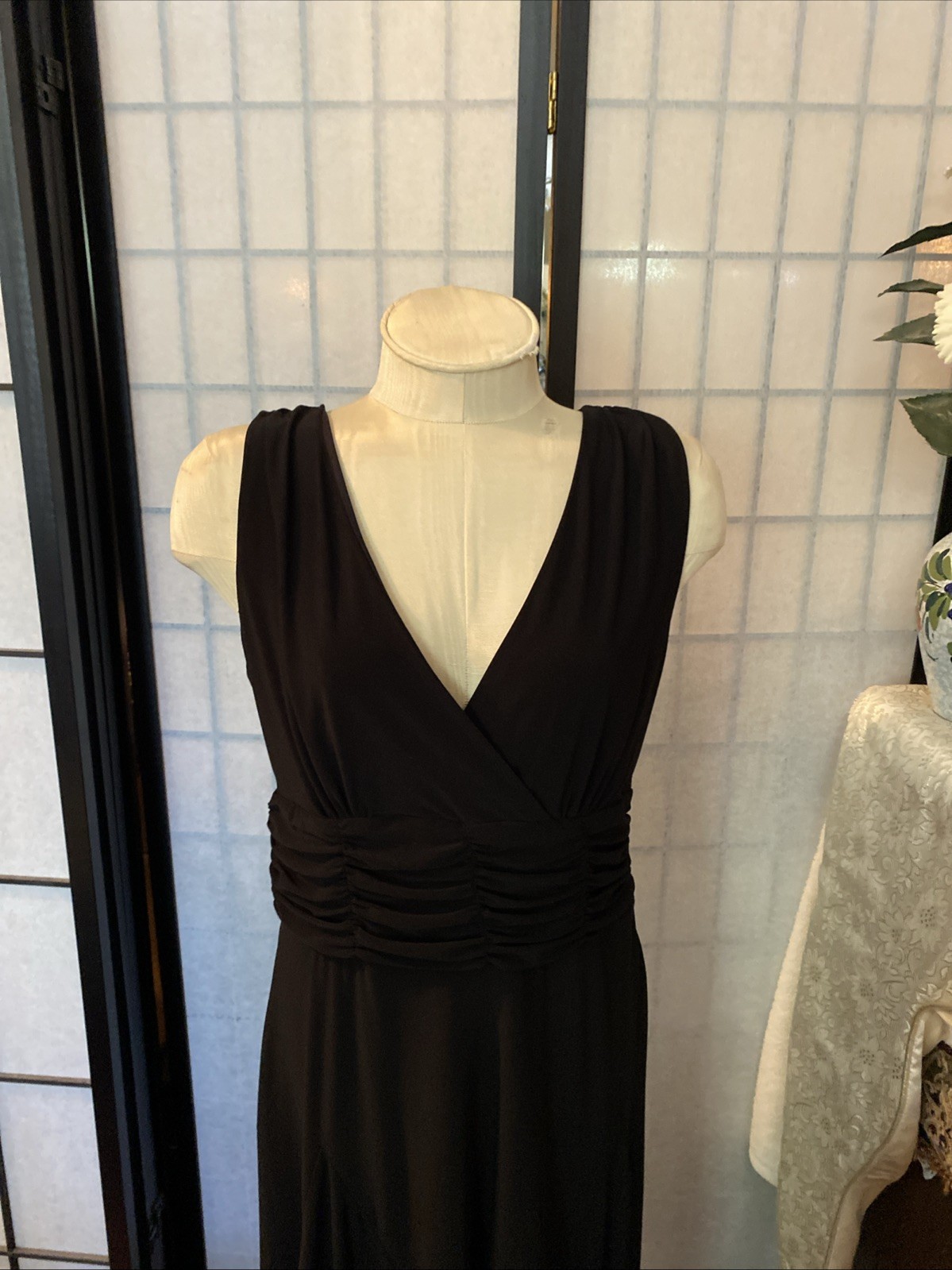 Dani Max Wom Estim M Sexy Black Assymetric Handkerchief Dress Plunging V-Neck