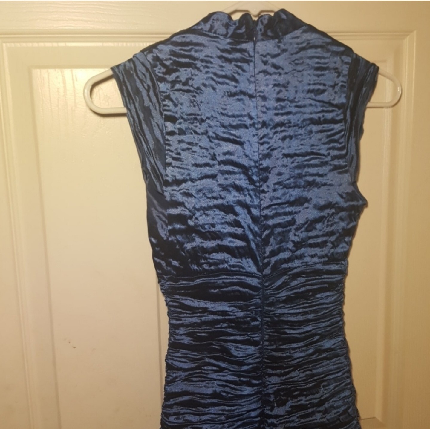 Nicole Miller Botique Blue Techno Crinkle Stretch Taffeta Dress Size4 MSRP $450