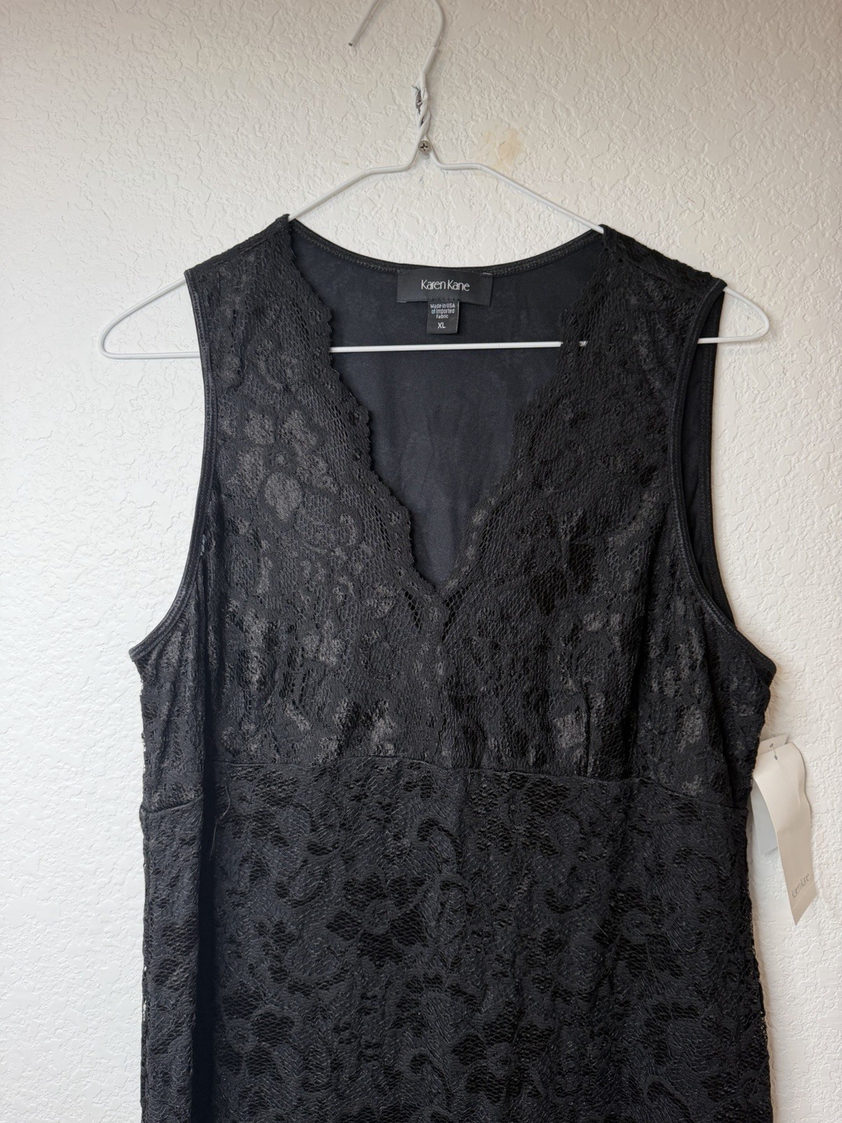 Karen Kane Black Lace Overlay Sleeveless Dress Sleeves Cocktail Midi Women’s XL