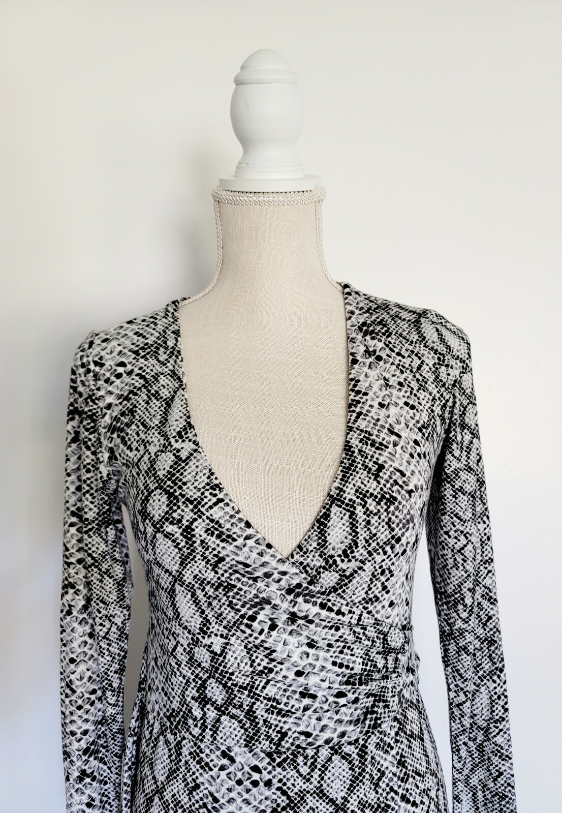 Good American Black White Python Runaround Midi Maxi Wrap Snakeskin Dress Small