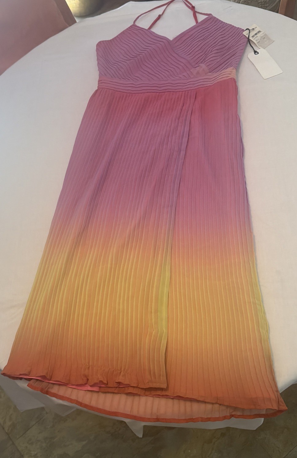 LEITH Nordstrom Sleeveless Pleated Ombré Gradient Pink Lemonade Sundress Y2K (M)