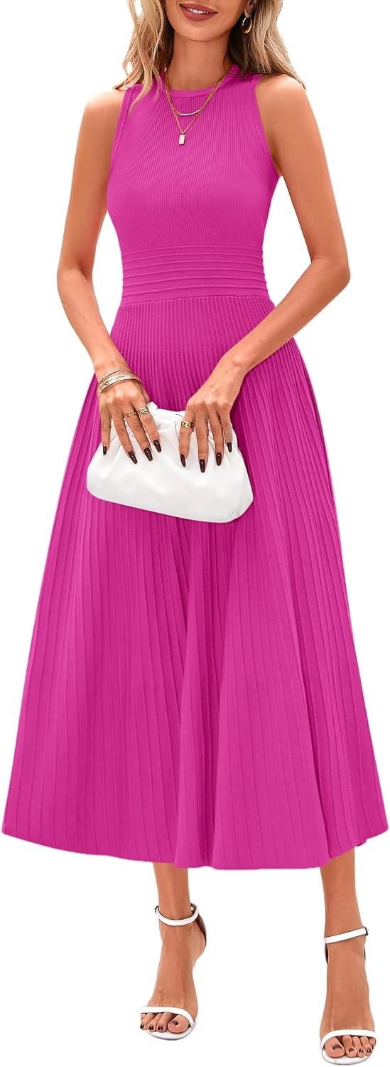 Spring Casual Dresses for Women 2026 Summer Business Work Midi Sleeveless A Line