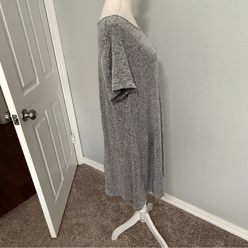 Old Navy Womens XL Grey Marl Short Sleeve Swing T-Shirt Mini Dress RN54023