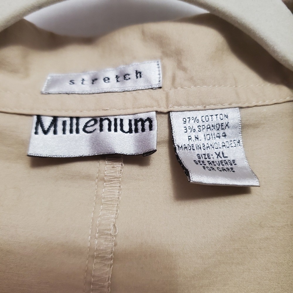 Millennium Chic Beige Button-Front Midi Dress, Size XL