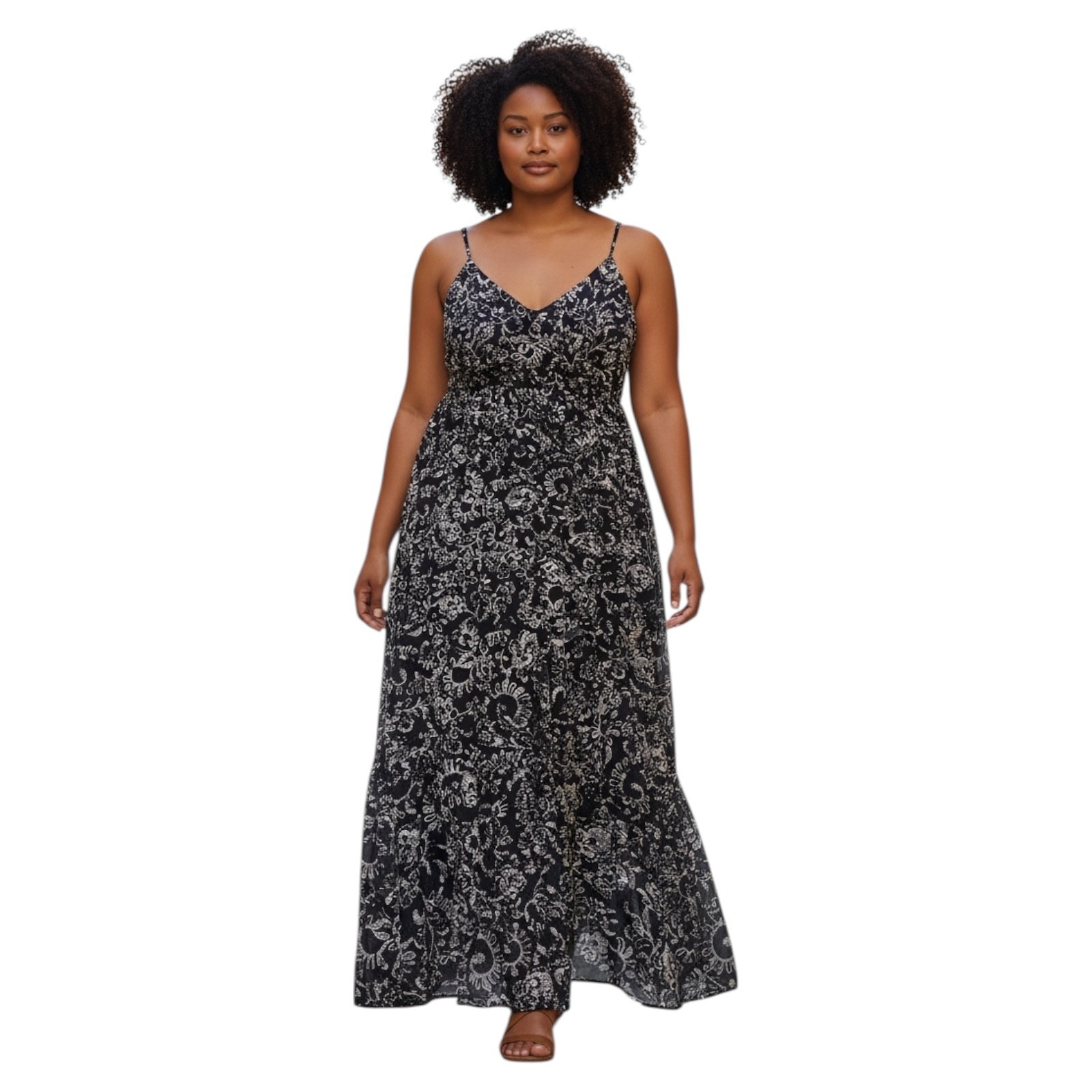 Plus Size 20W Navy Floral Maxi Dress Sleeveless Empire Waist Boho Summer Lined