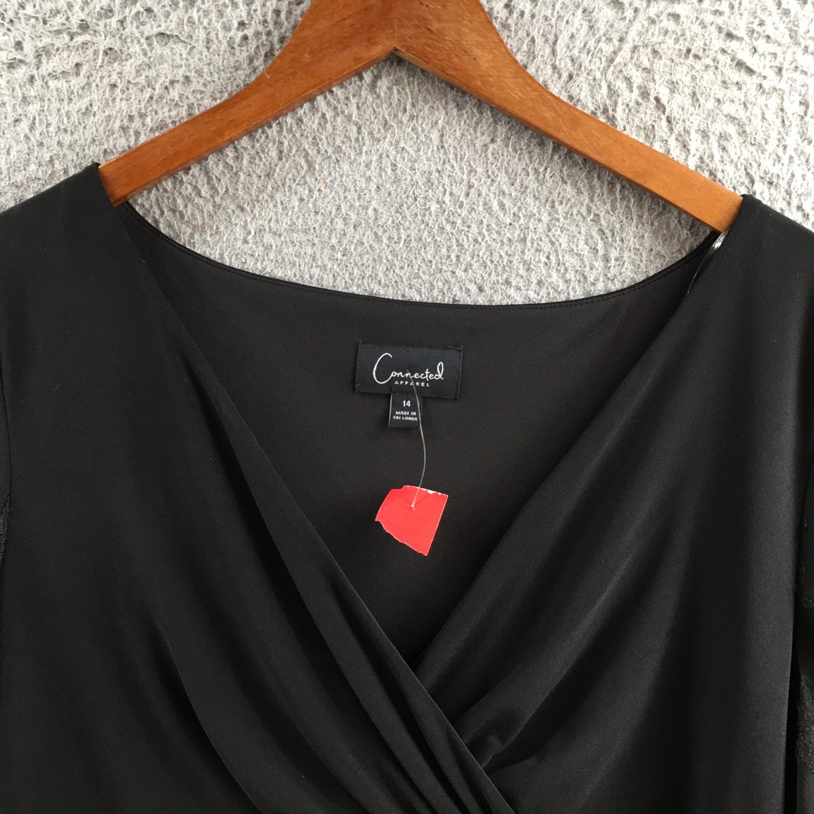 Connected Apparel Flutter Sleeve Sheath Dress Womens 14 Black Short Sleeve NEW