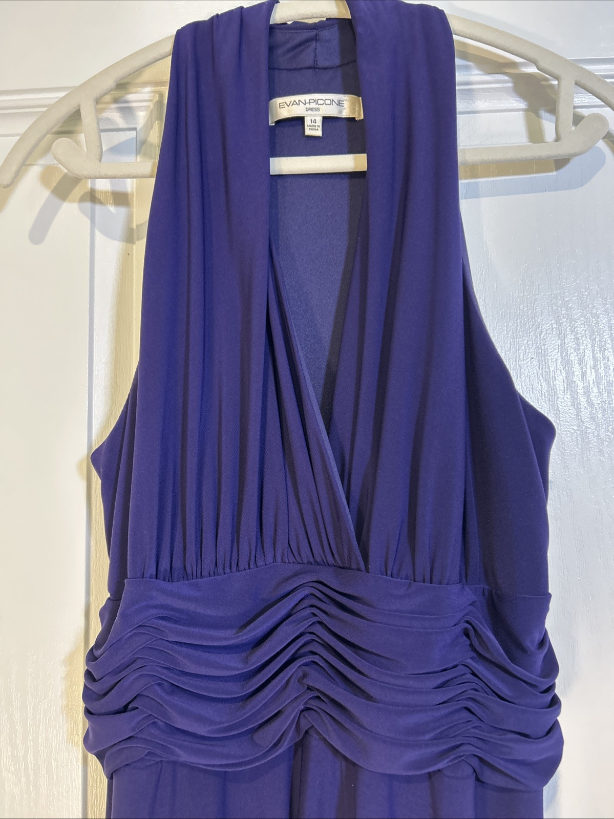 Evan Picone Dress Babydoll Empire Midi Deep Purple 14 Sexy Halter Classic