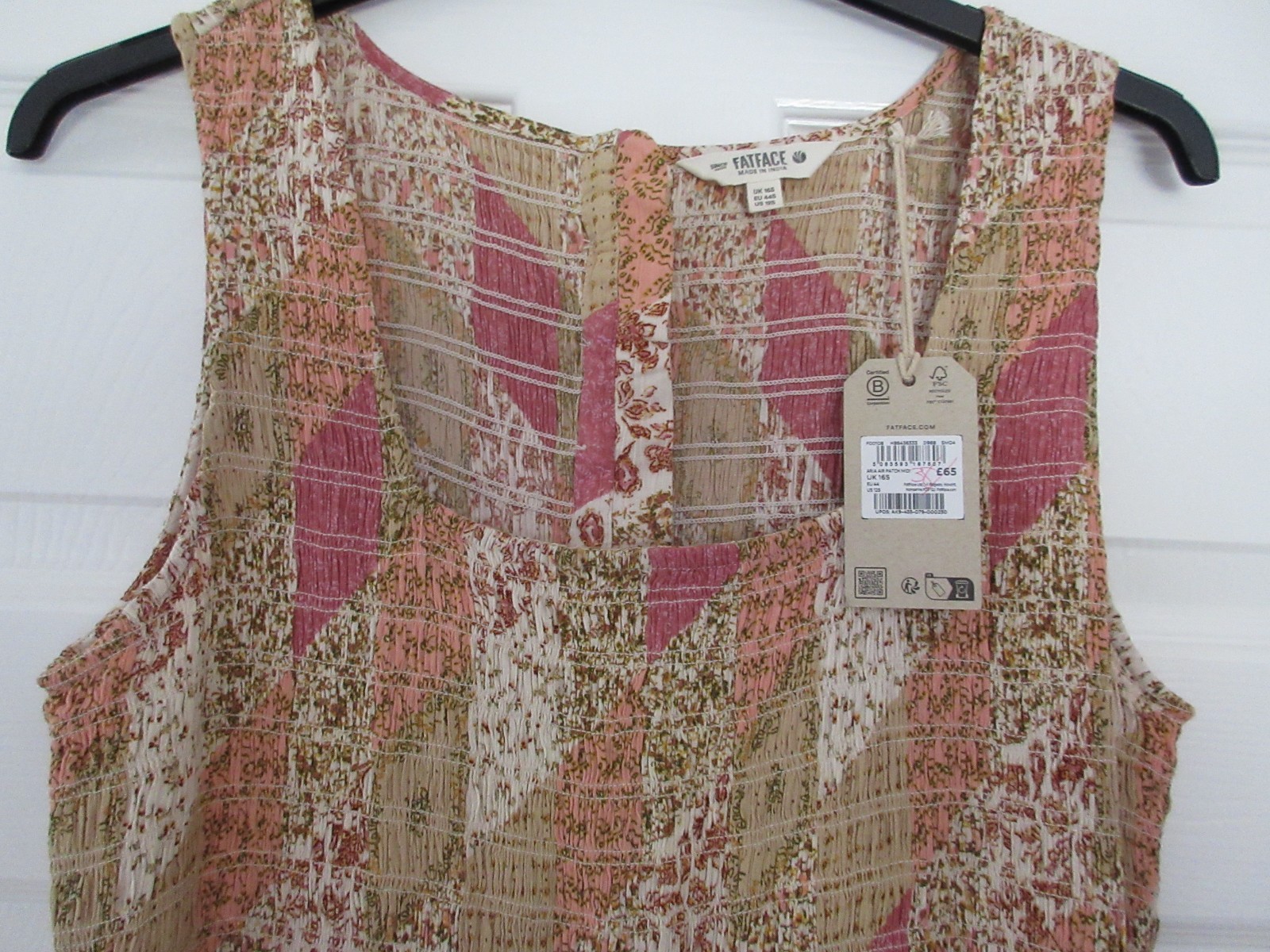 Ladies New Aria Multicolour Patchwork Pattern Midi Dress by Fat Face – size 16S